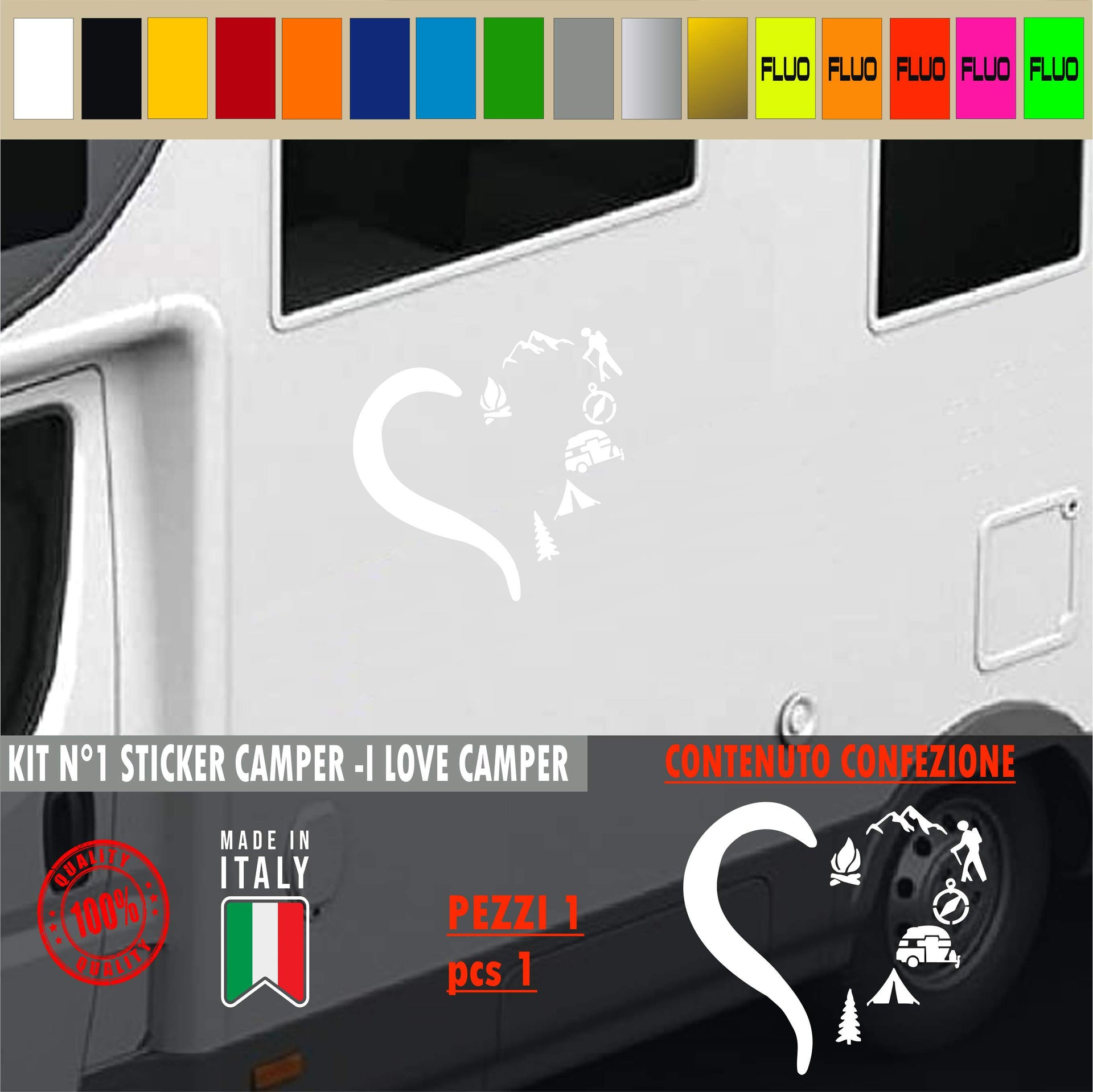 Adesivo camper CUORE TENDA CAMPEGGIO NATURA ESCURSIONI caravan roulotte camper accessori cod.1836