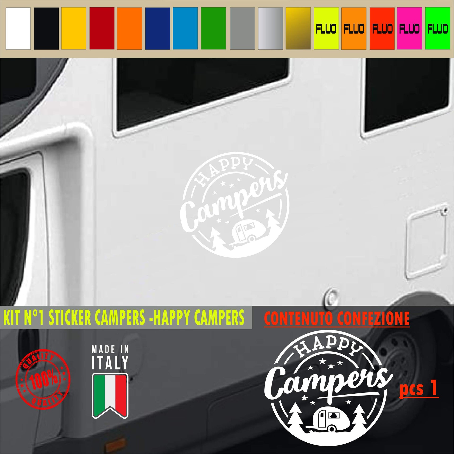 Adesivo camper I LOVE CAMPER AMORE PASSIONE HAPPY CAMPER caravan roulotte camper accessori cod.1822