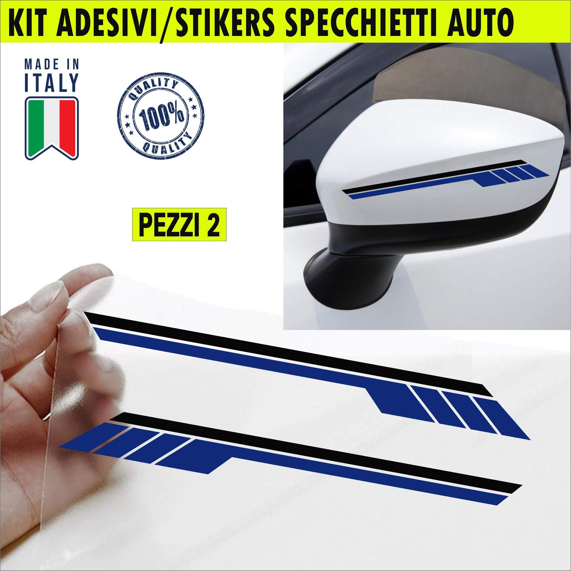 Set 2 Adesivi SPECCHIETTI ESTERNI Inter Milan Roma Napoli Juve Ucraina AUTO-CAR universali Cod.2214