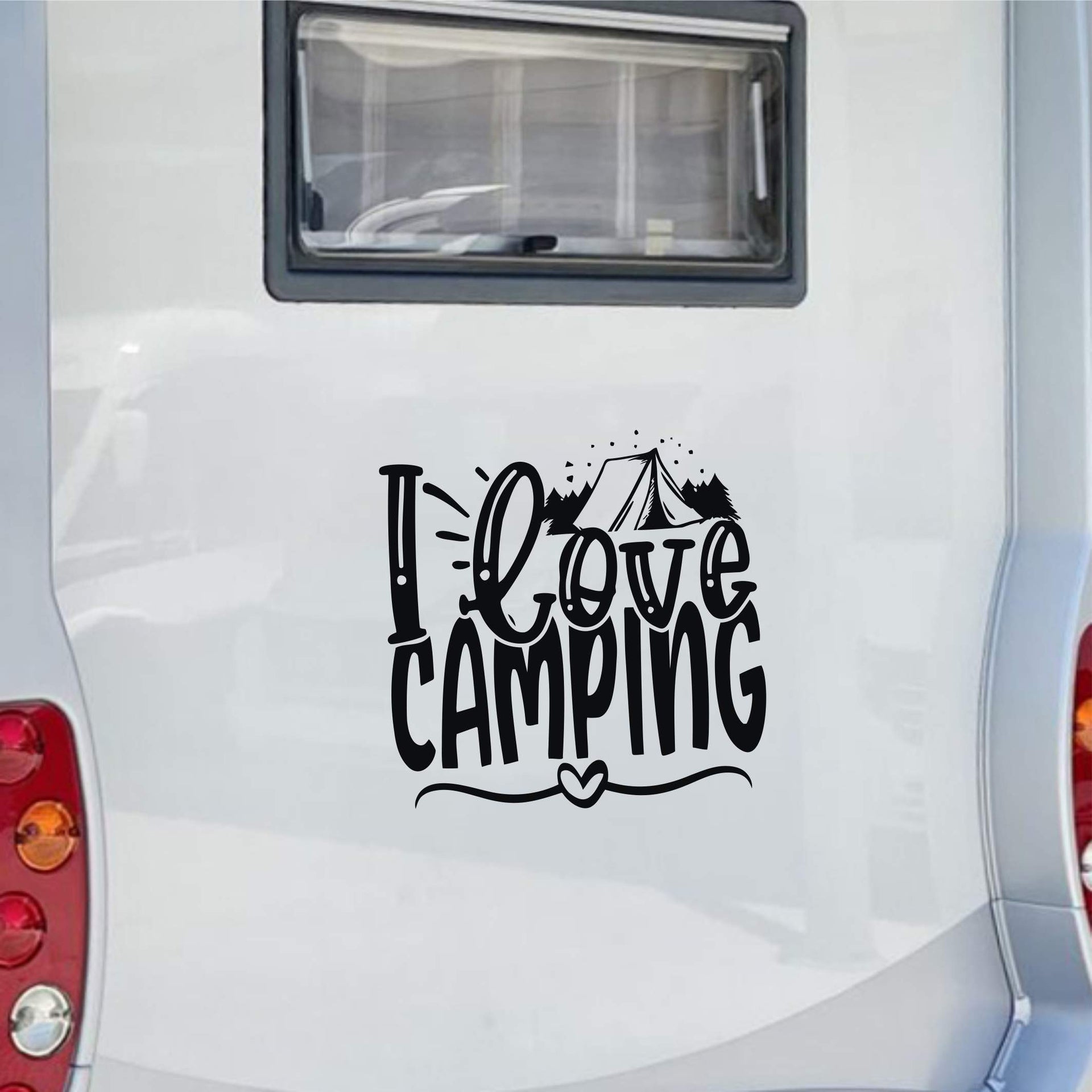 Adesivo camper I LOVE CAMPING AMORE CAMPEGGIO caravan roulotte accessori cod.1825