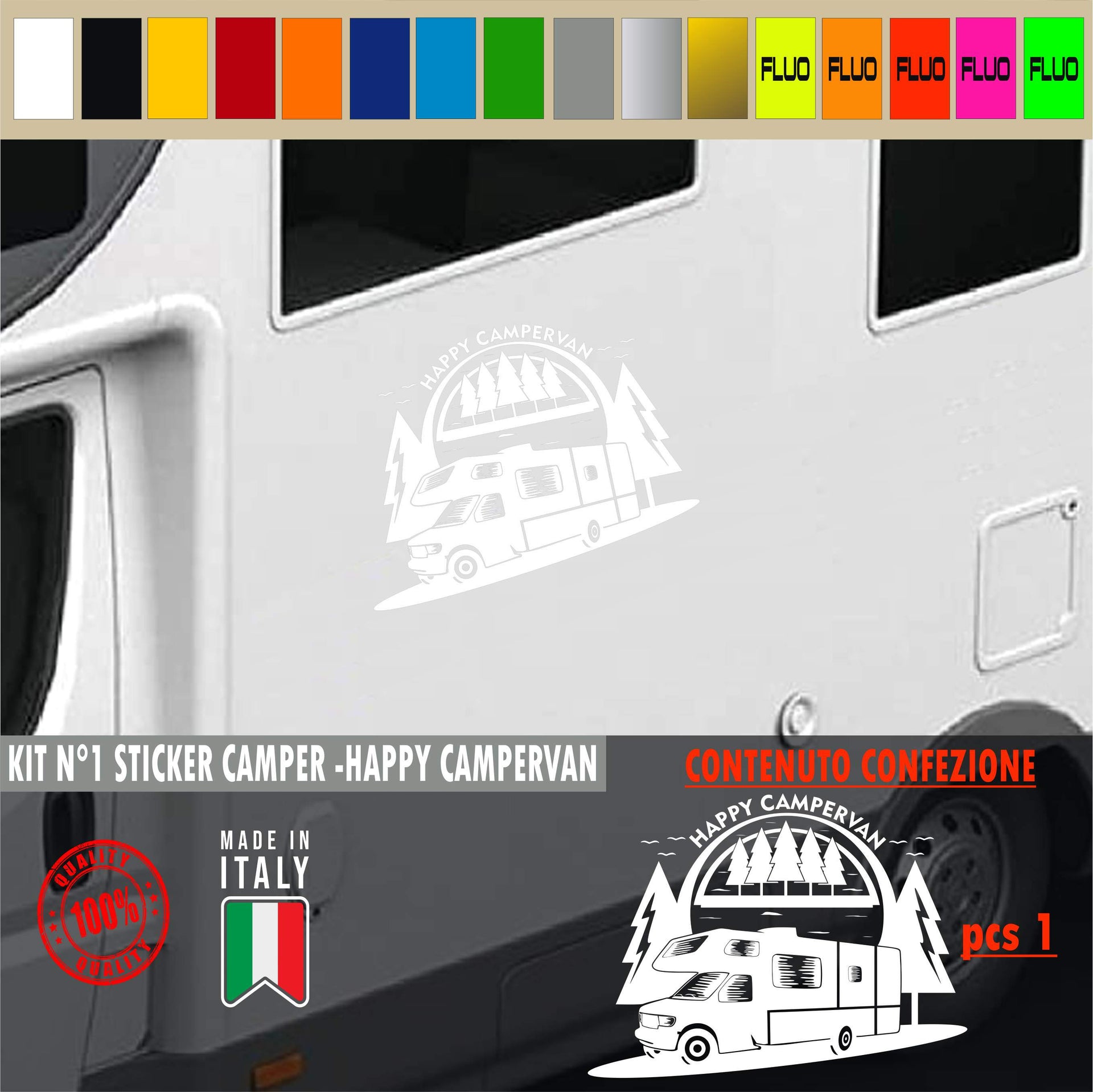 Adesivo camper CAMPERVAN DORMIRE IN CAMPER NATURA SOLE caravan caravan roulotte camper accessori cod.1824