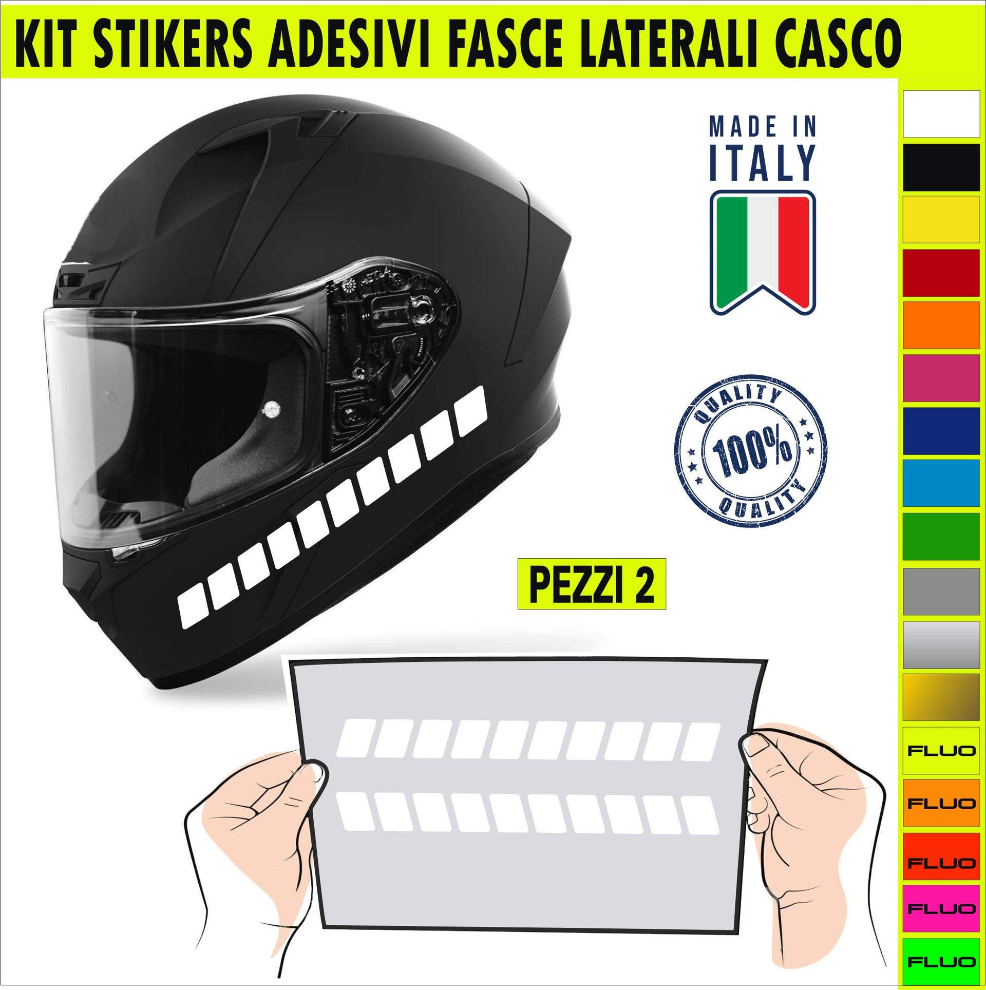 Kit 2 Adesivi Casco stripe striscia freccia banda fascia racing speed helmet Moto Valigia moltissimi colori ANCHE FLUO cod.2222