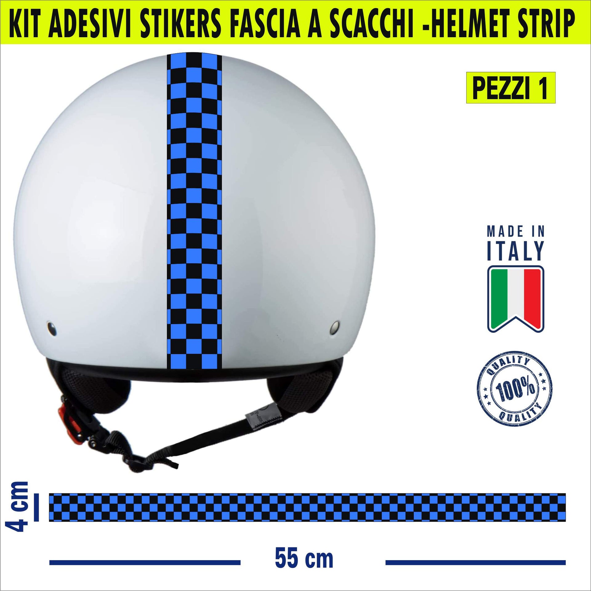 Kit 1 Adesivo Casco Moto tricolore italia squadra calcio nero azzurro bianco nero rosso nero italia cod.2220