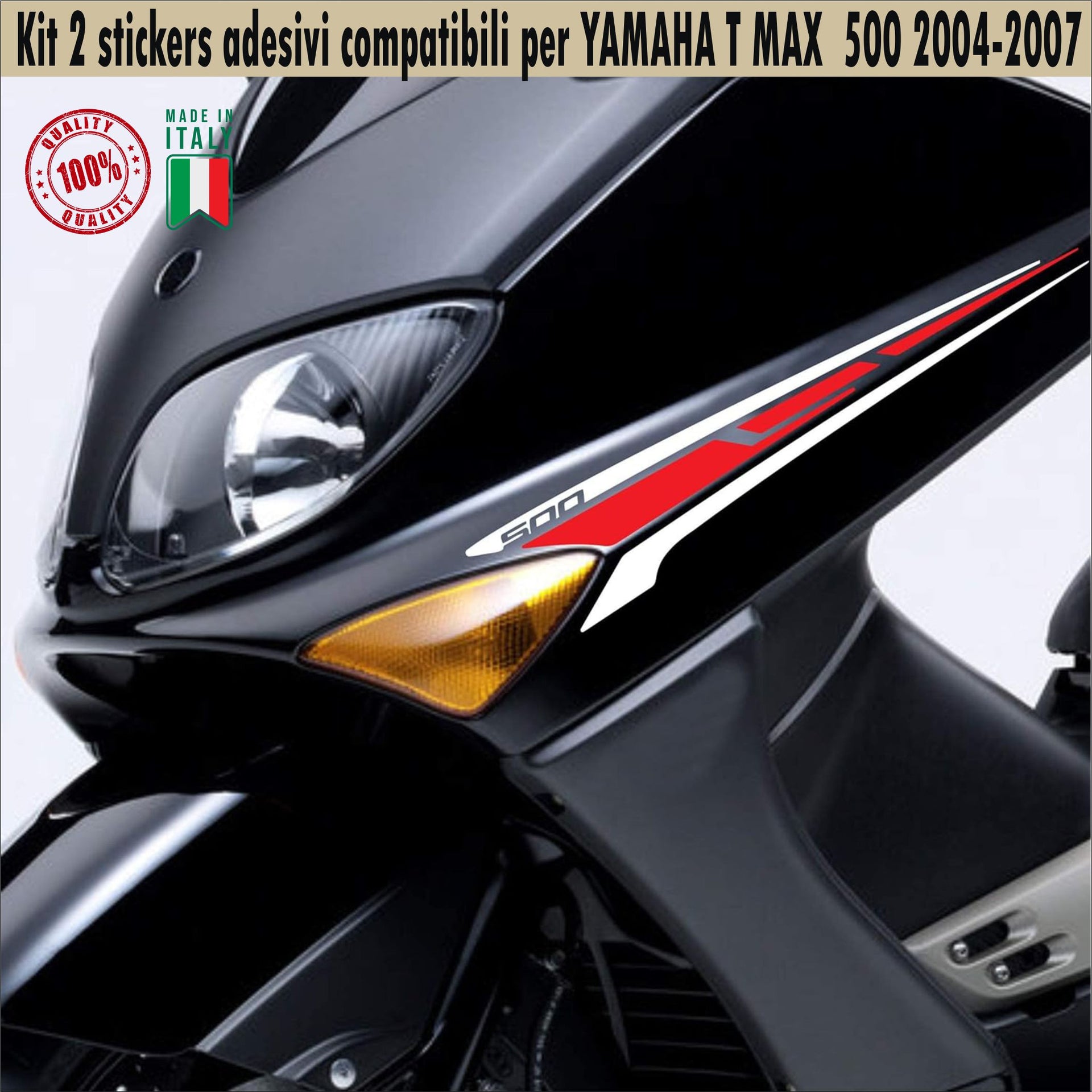 Kit mit 2 Aufklebern, kompatibel mit dem Roller Yamaha TMAX 500 2004-2007 T MAX, Art.-Nr. 1820