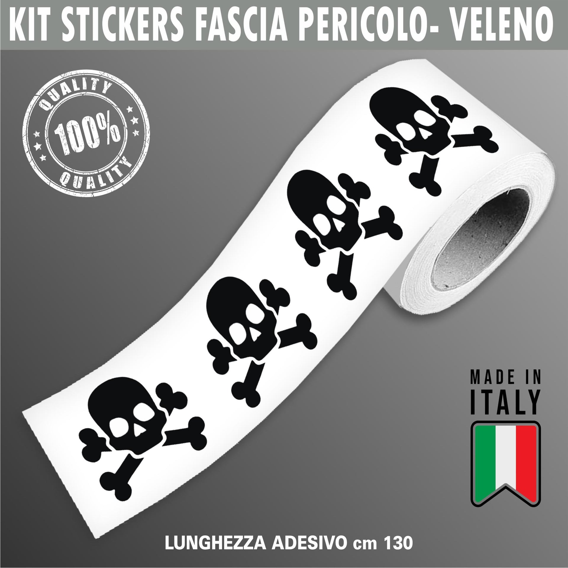 Fascia banda adesiva Teschio pericoloso pericolo veleno skull in 10 misure decal moto casco cod.2277