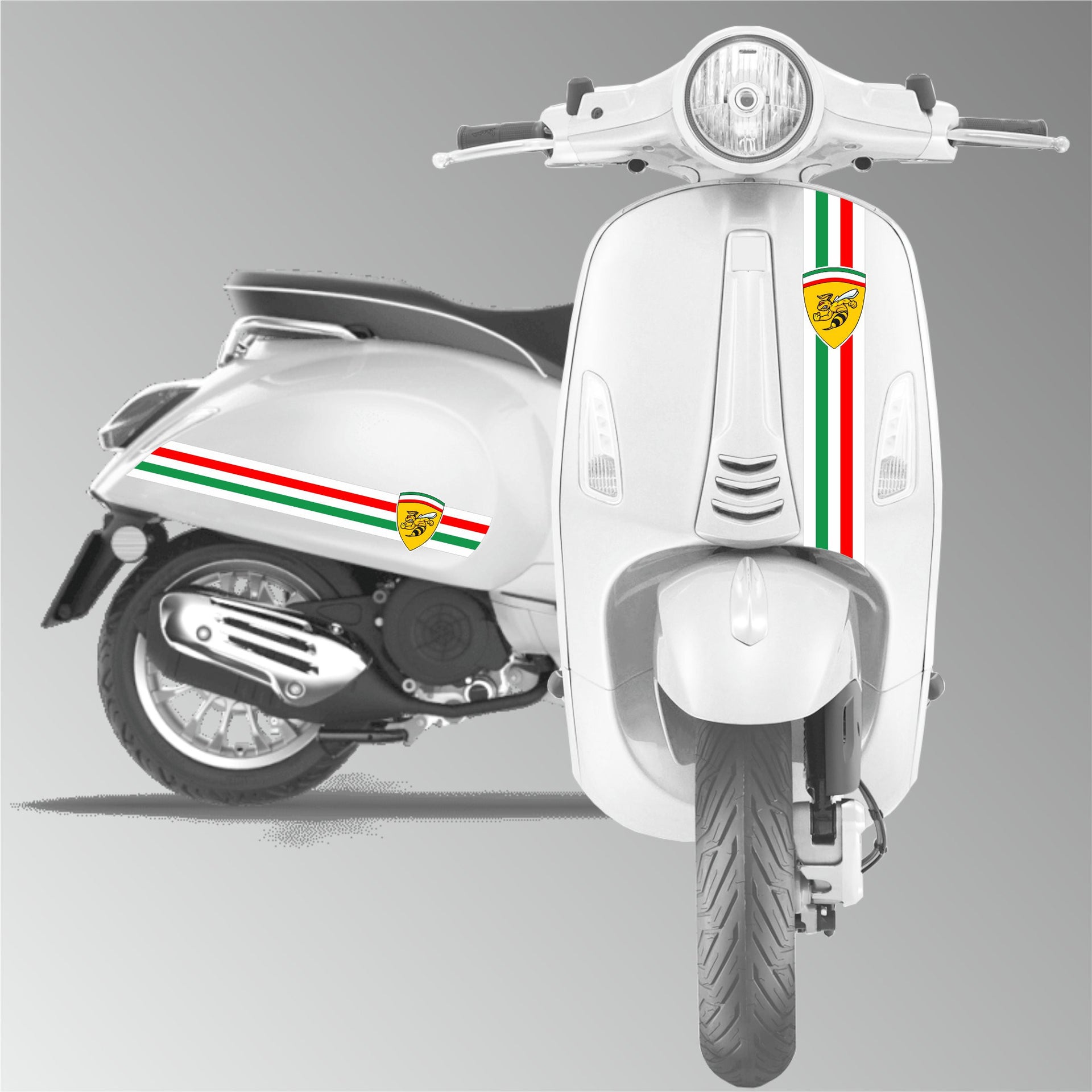 Kit grafica 3 adesivi completi TRICOLORE compatibile con PIAGGIO VESPA GTV GTS P150 primavera sprint cod.2129