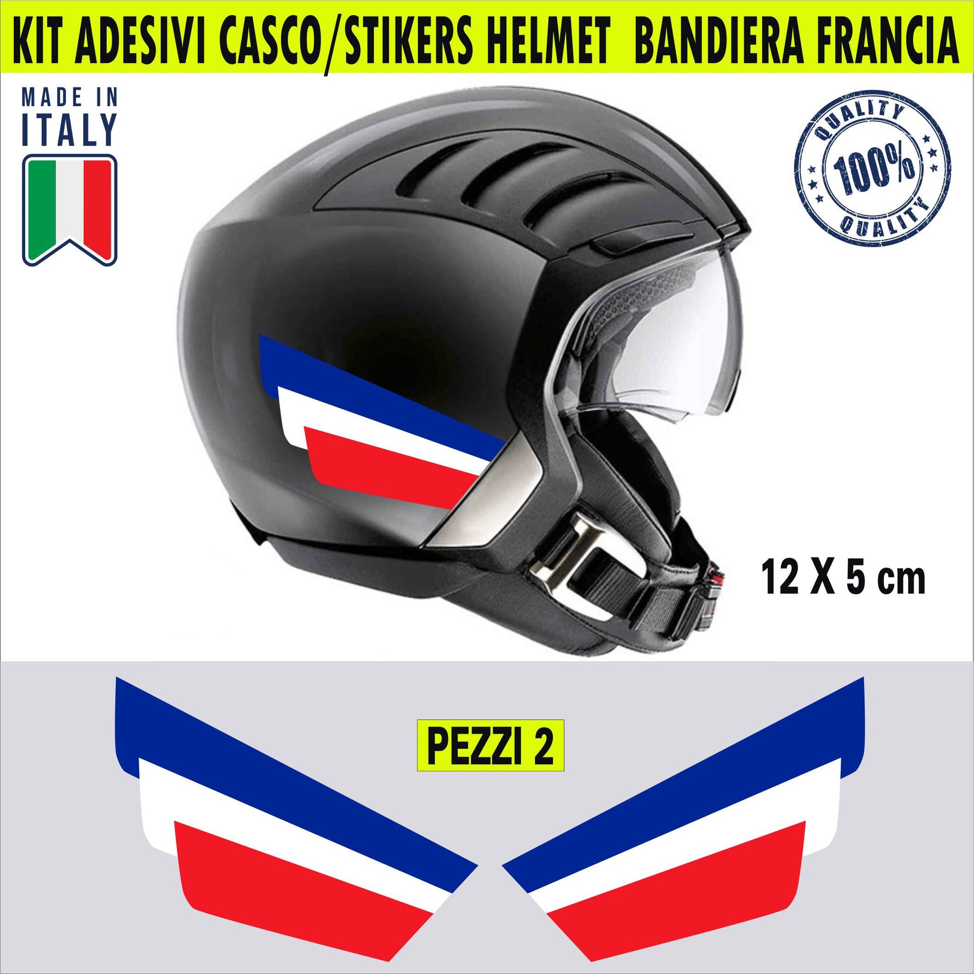 2 Adesivi stickers bandiera ali Francia francese auto moto portatile Casco Cod. 2238