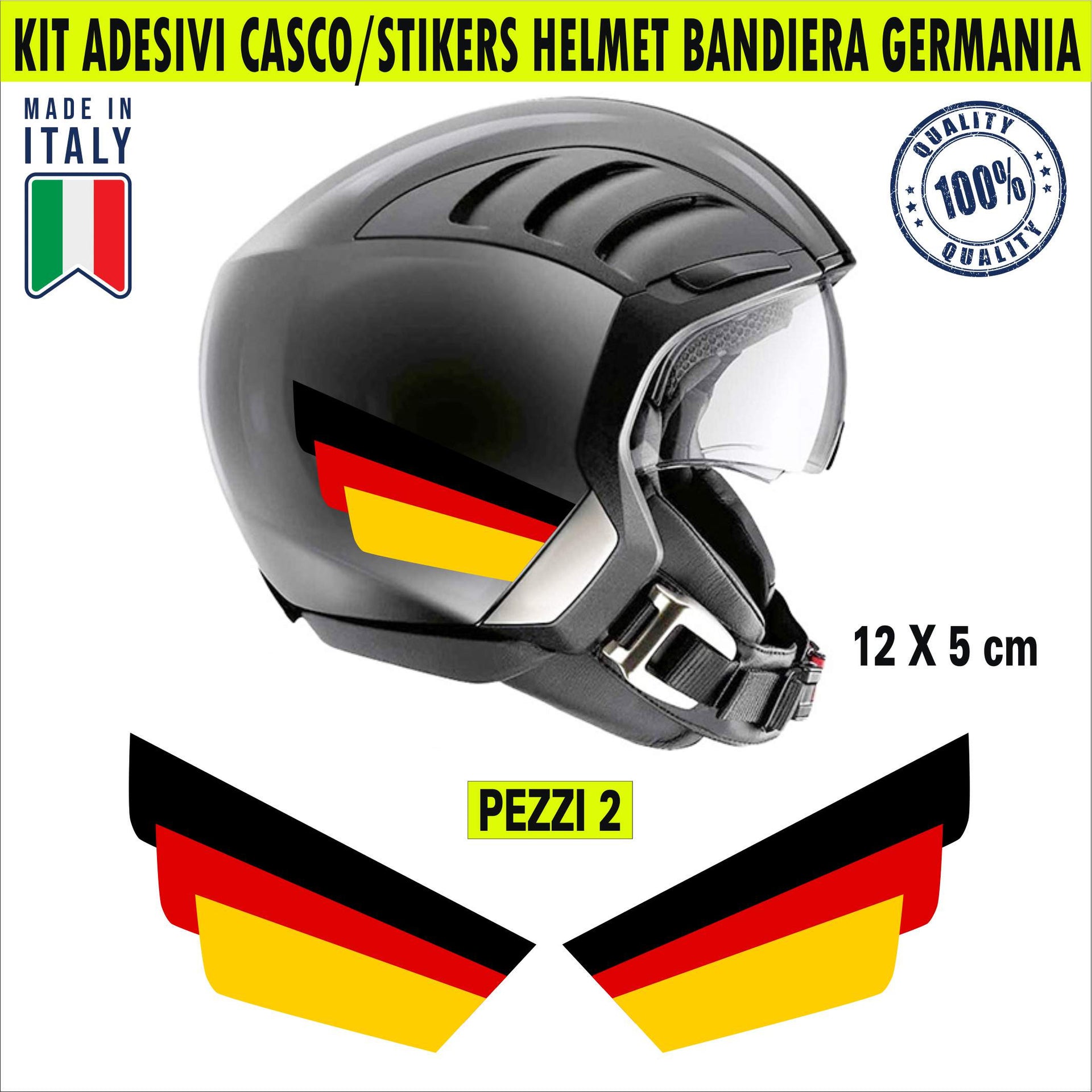 2 Adesivi stickers bandiera ali Germania Tedesca auto moto portatile Casco Cod.2239