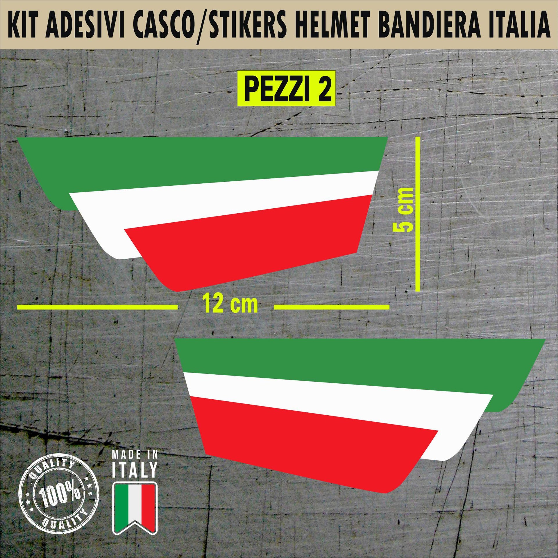 2 Adesivi stickers bandiera ali italia tricolore auto moto portatile Casco Cod. 2240