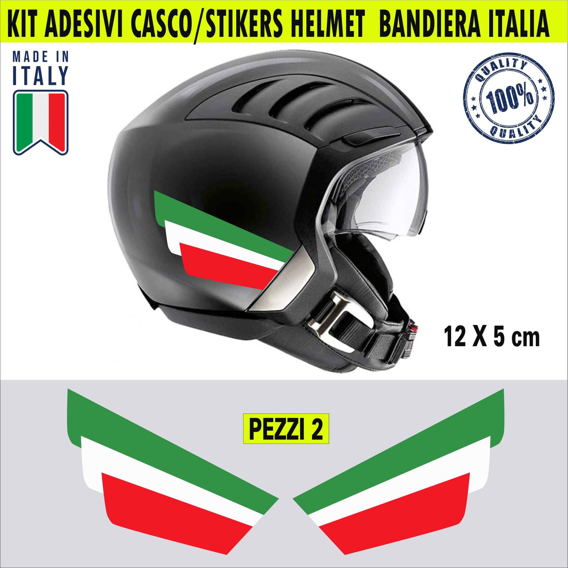 2 Adesivi stickers bandiera ali italia tricolore auto moto portatile Casco Cod. 2240