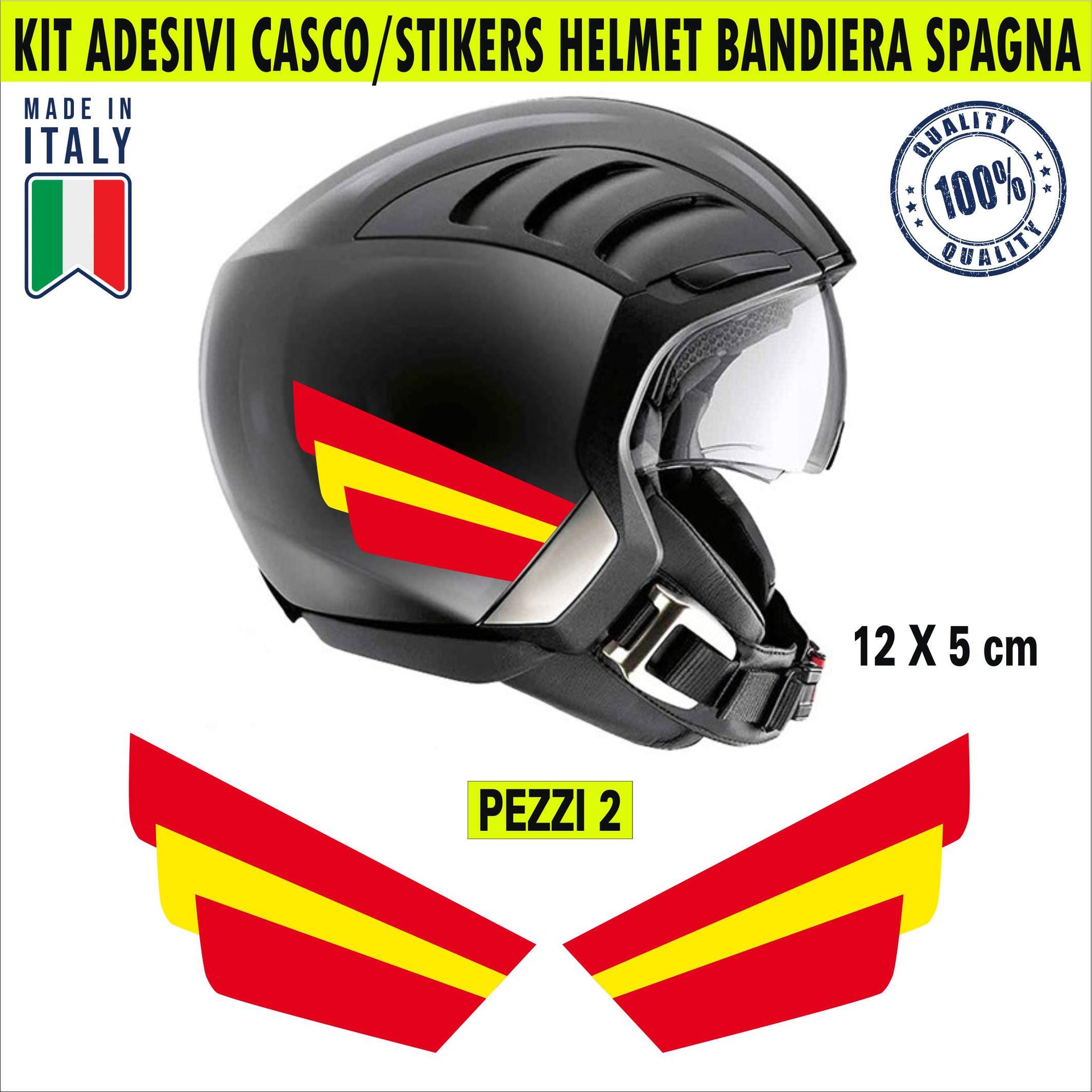 Kit 2 Adesivi stickers bandiera ali Spagna Espana Barcellona moto Casco Cod. 2241