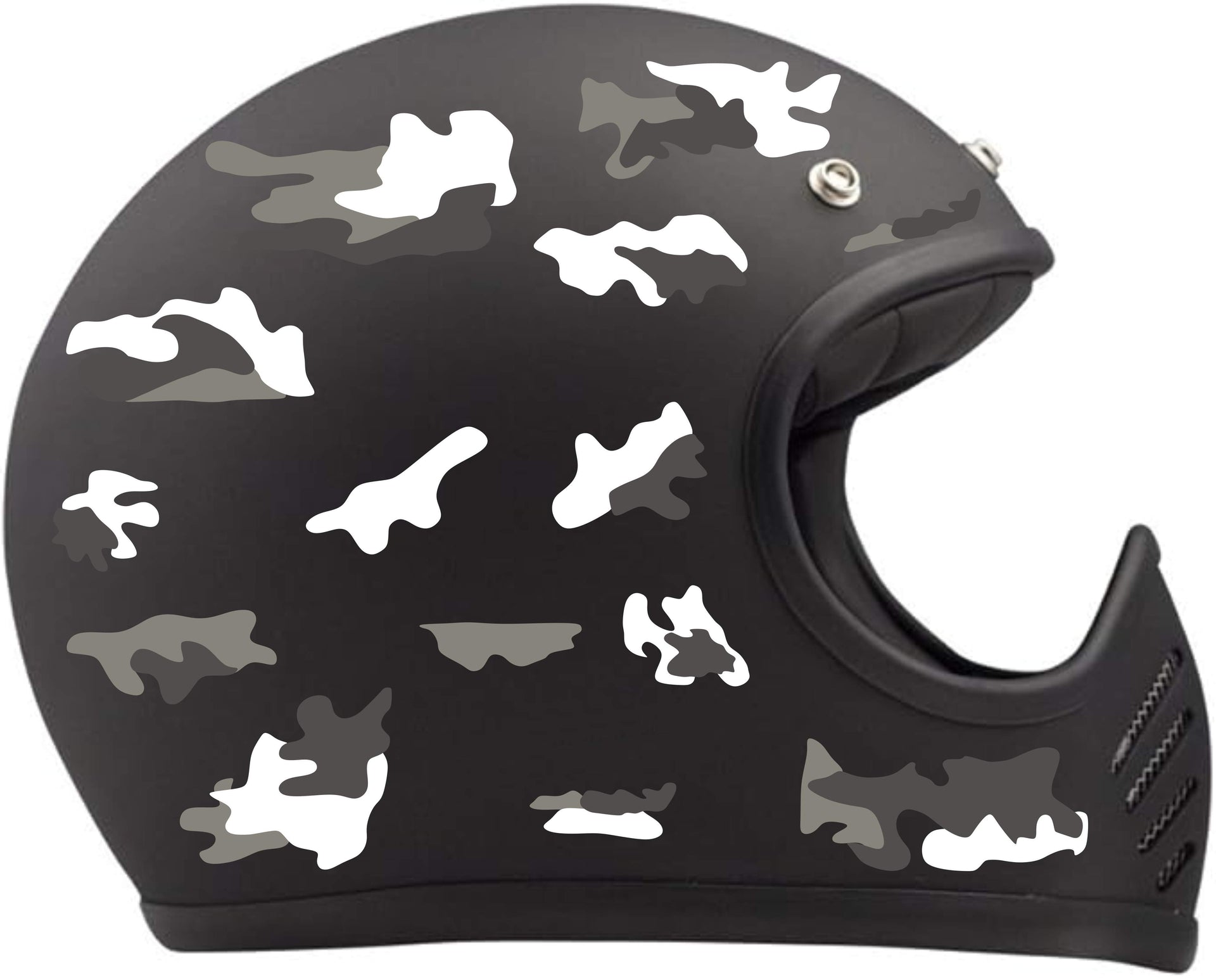 Kit 26 Adesivi camouflage militare stella Casco Moto bici BIANCO-NERO c.2251