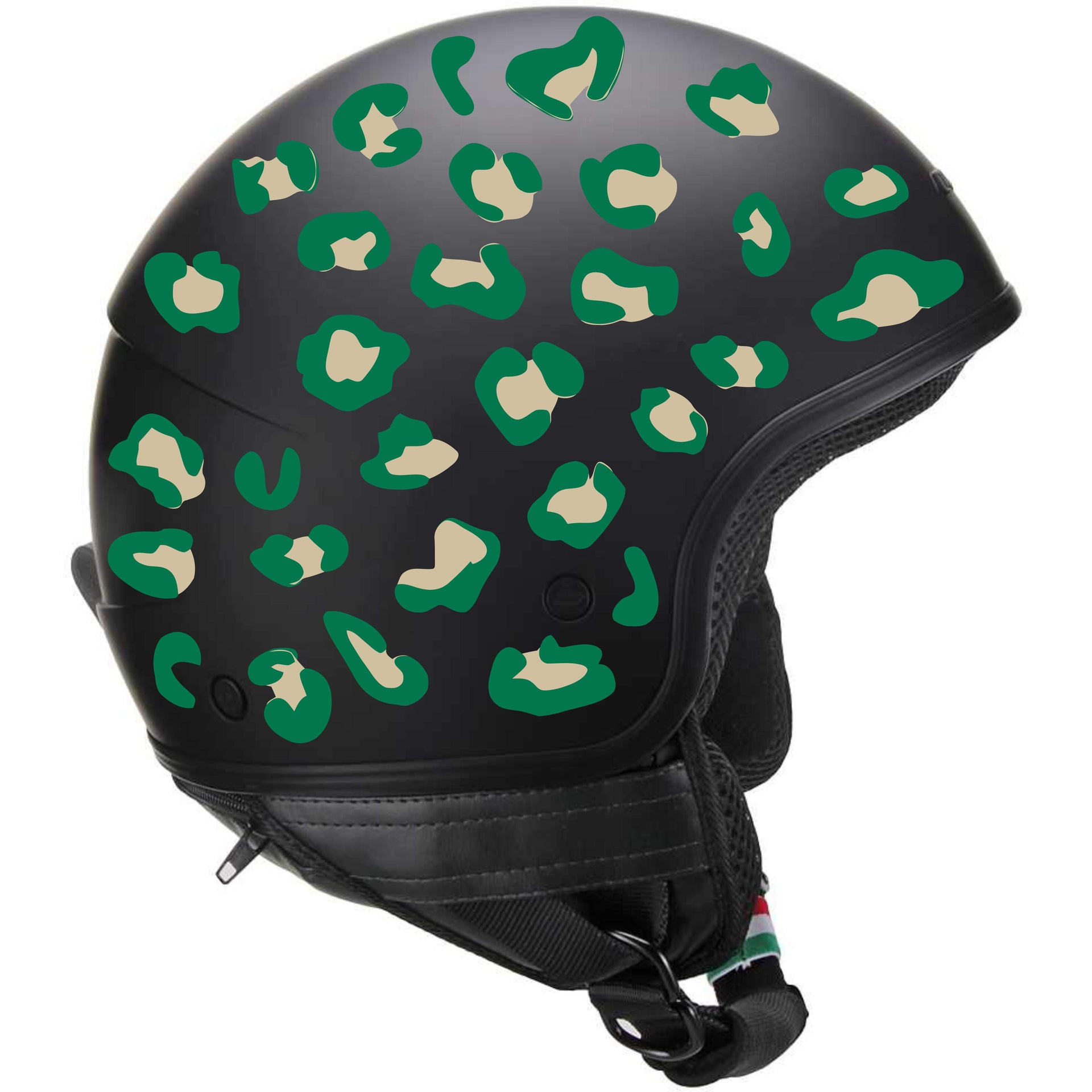 Kit 60 Adesivi camo leopard zampa gatto orma Casco Moto bici VERDE MILITARE Cod. 2266