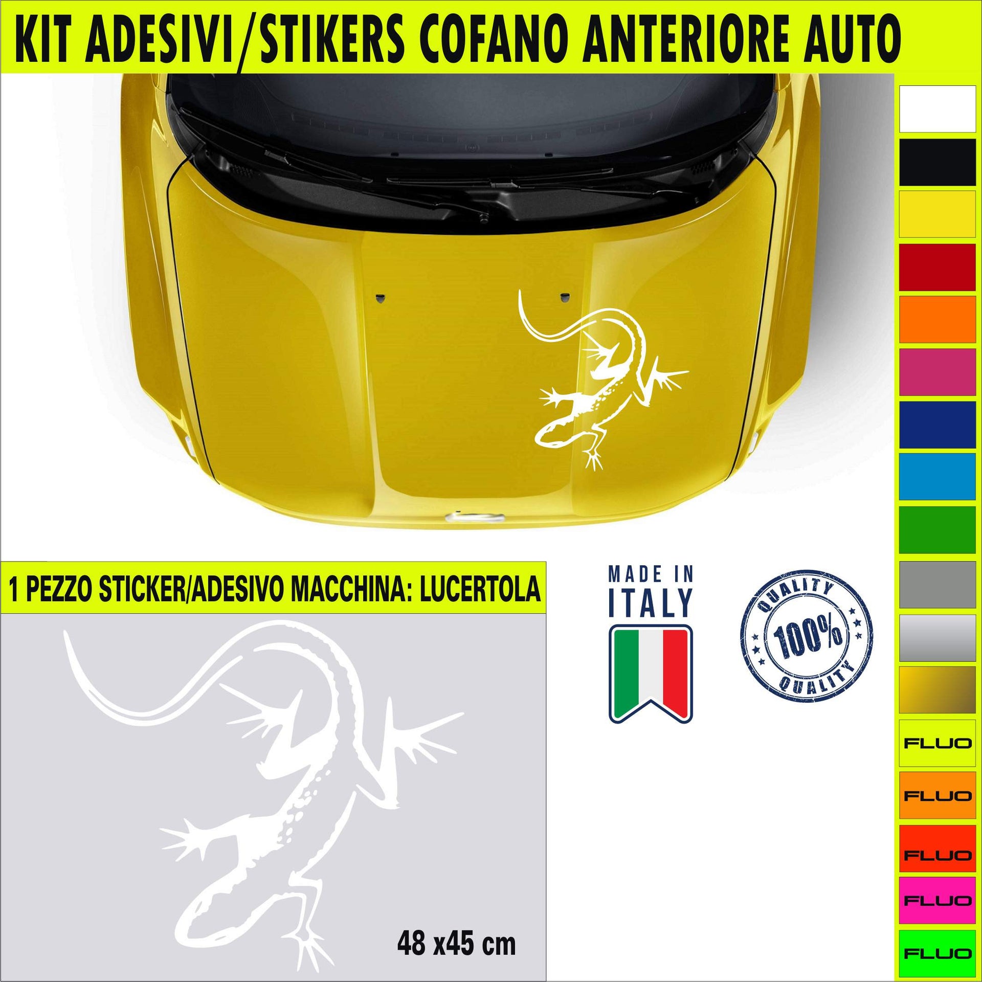 Kit 1 adesivo Renegade wrangler GECO GEKO GECKO LUCERTOLA Cofano Anteriore Fuoristrada 4X4 Cod.2326