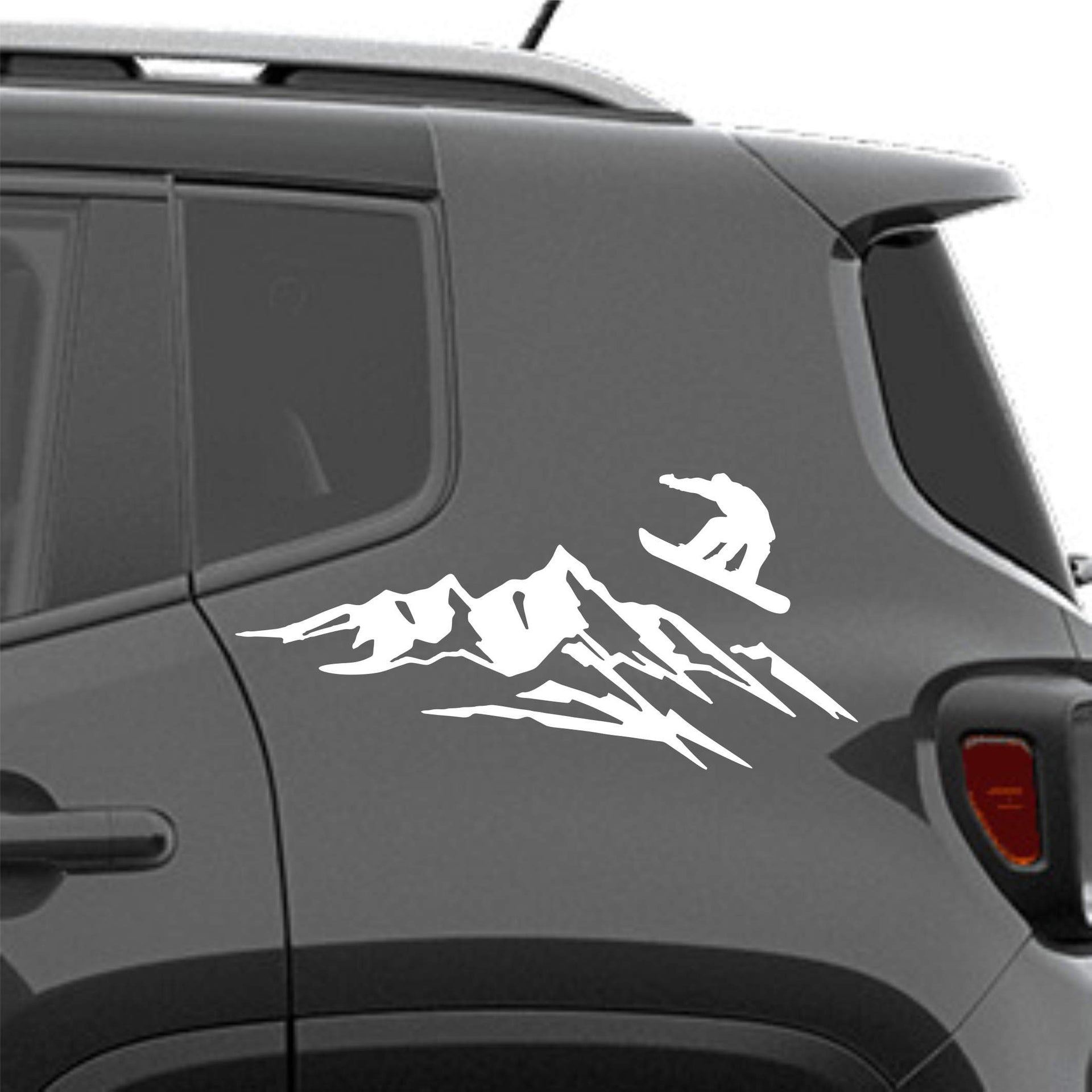 Kit 2 adesivi portiera retro MONTAGNA SNOWBOARD NEVE compatibile Renegade wrangler 4x4 Cod.2347