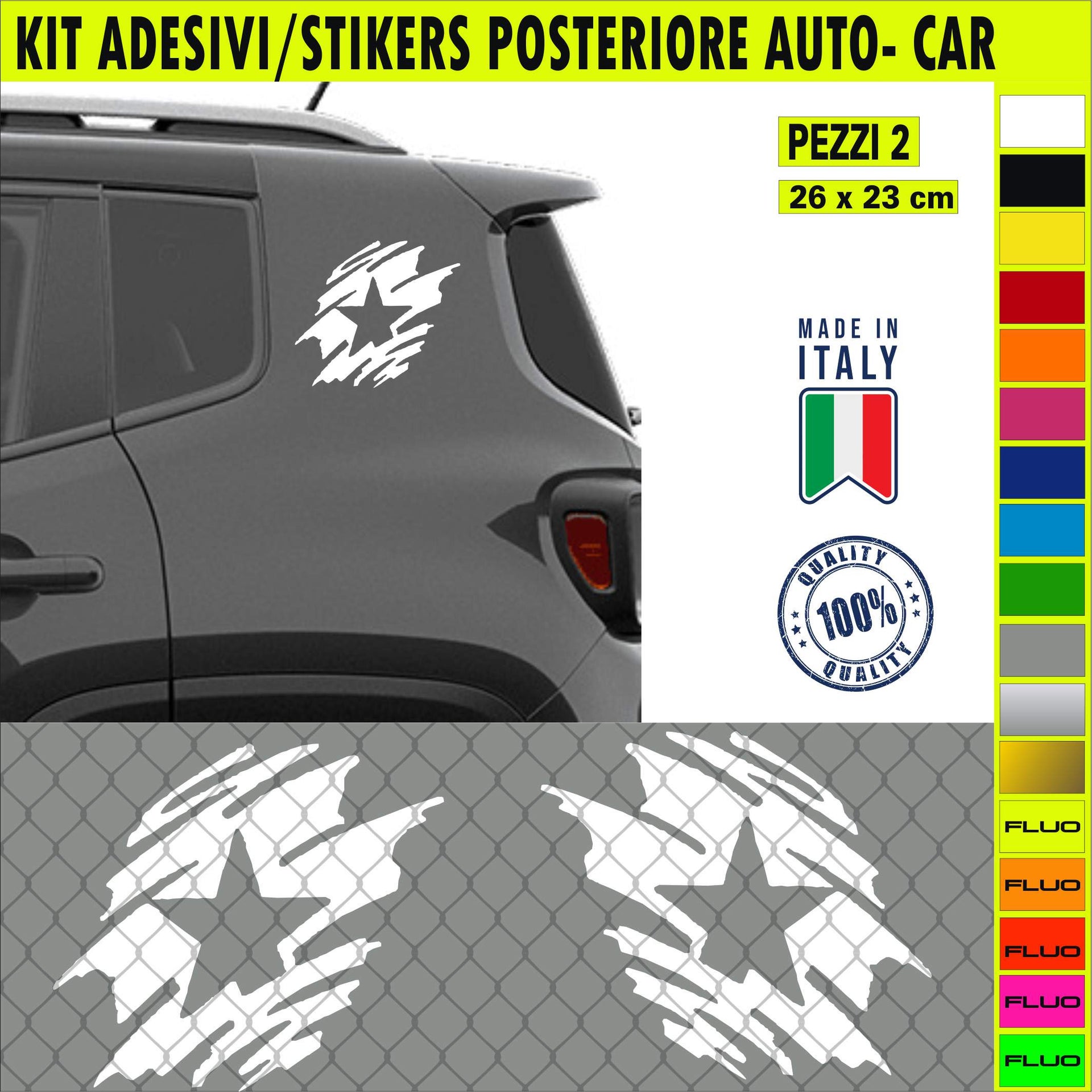 Kit 2 adesivi portiera laterale STELLE STELLA VINTAGE GRAFFIO 4X4 LIMITED EDITION compatibile Renegade wrangler 4x4 Cod.2358