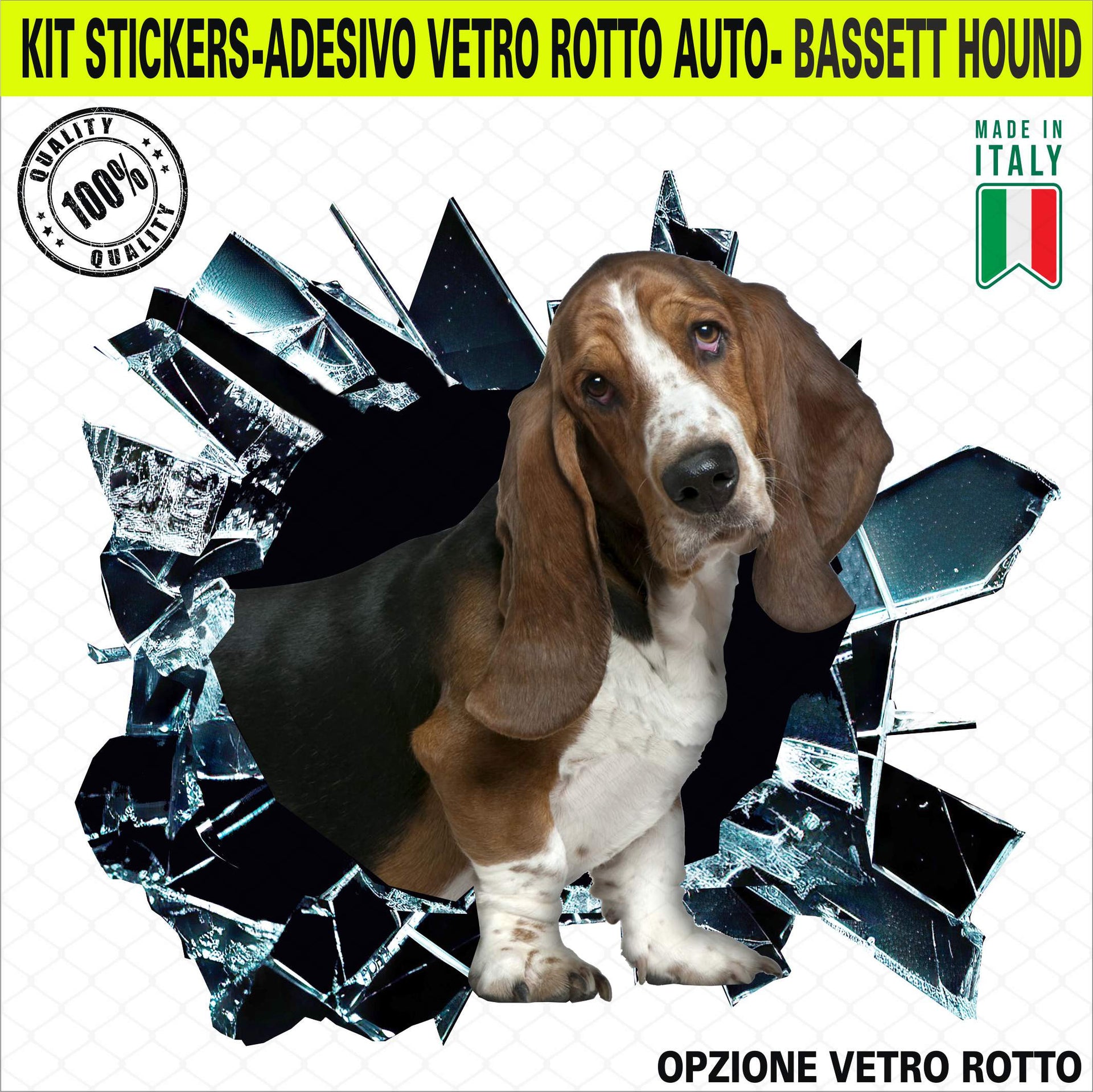 Kit 1 Vinyl-Aufkleber BASSET HOUND DACHSHUND Zubehör Lustige Aufkleber für Autos, LKWs, Wände, Computer, Wohnmobile cod. 2368