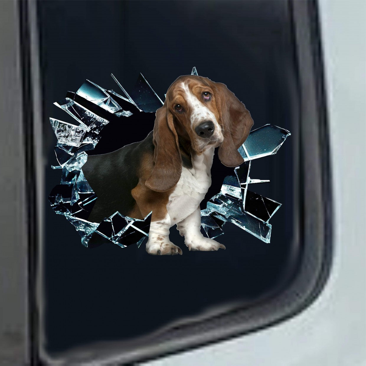 Kit 1 Vinyl-Aufkleber BASSET HOUND DACHSHUND Zubehör Lustige Aufkleber für Autos, LKWs, Wände, Computer, Wohnmobile cod. 2368