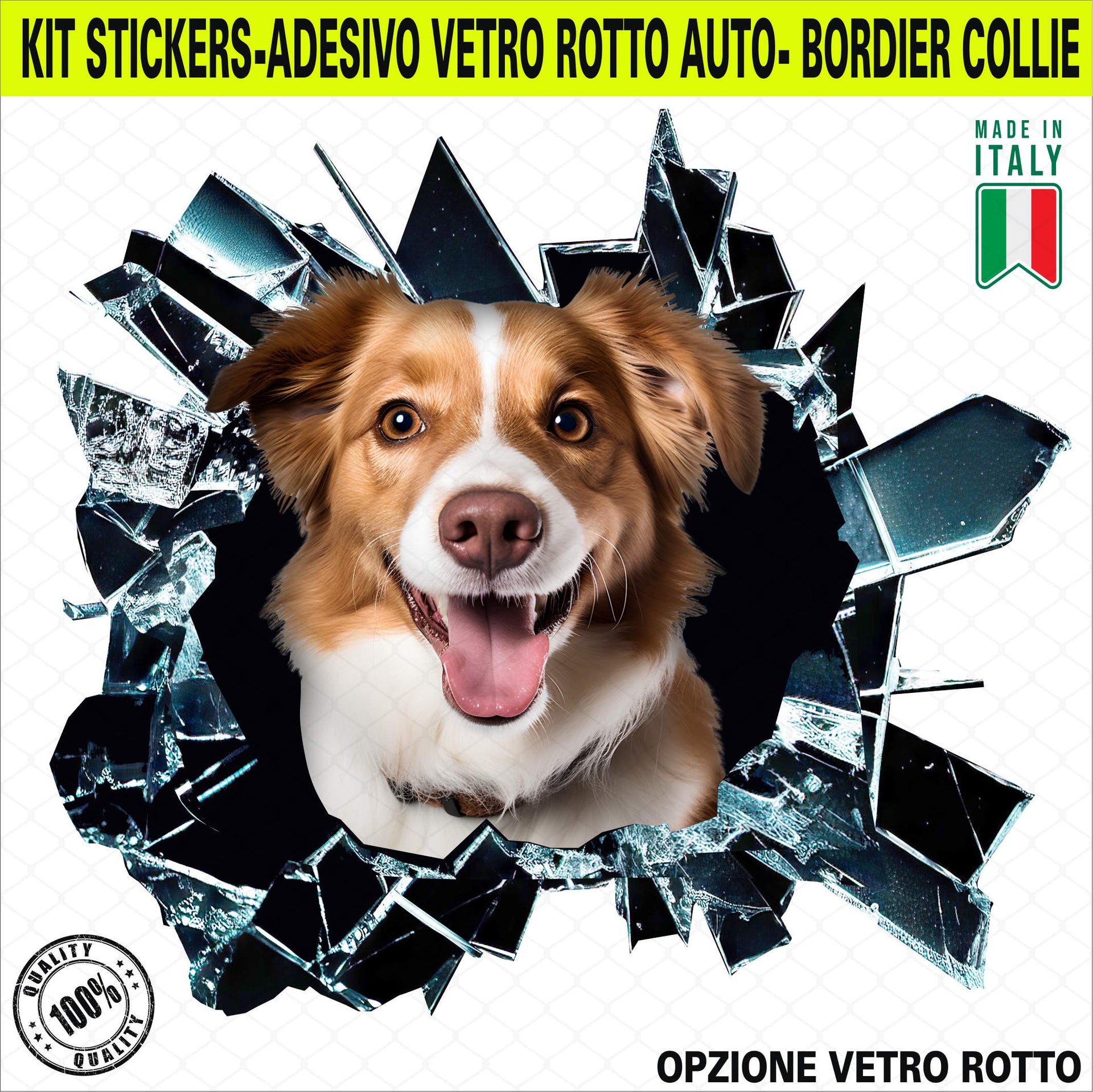 Kit 1 Vinyl-Aufkleber BORDIER COLLIE SCOTTISH DOG RASSE Zubehör Lustige Aufkleber für Autos LKW Camper cod. 2370