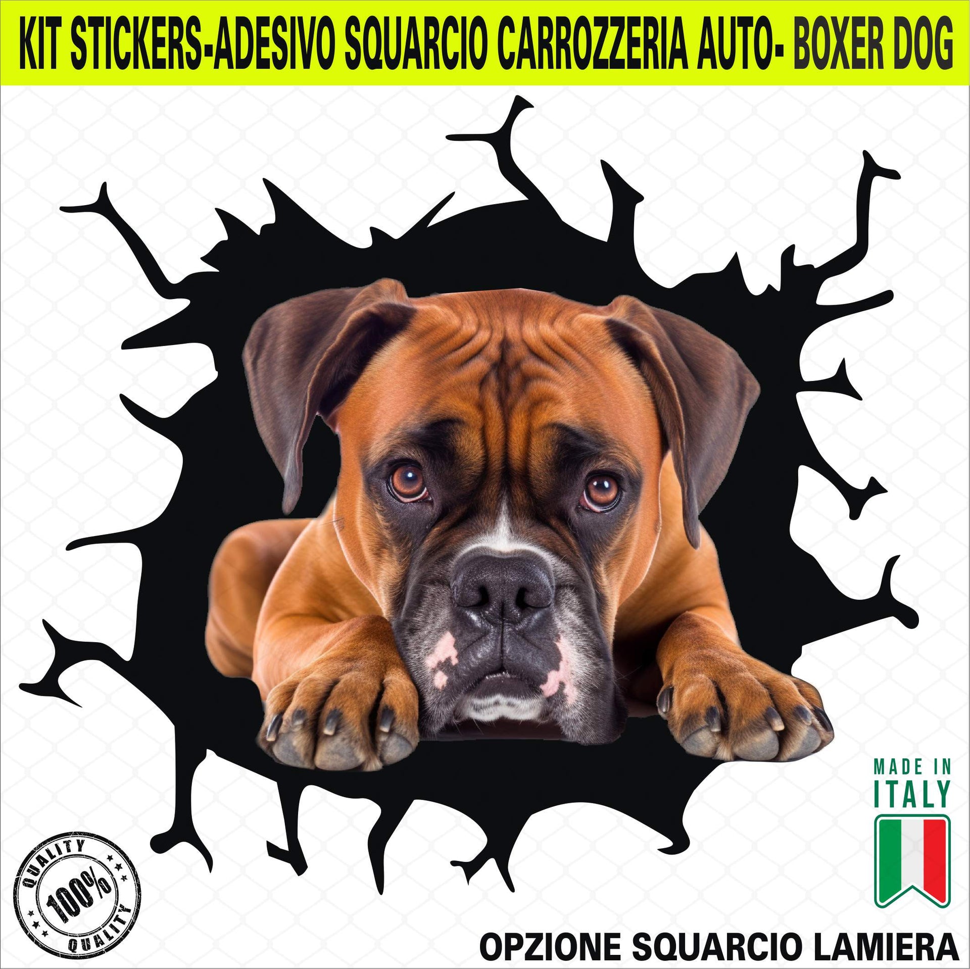 Kit 1 Vinyl-Aufkleber DEUTSCHER BOXER-HUND Zubehör Lustige Aufkleber für Autos LKW Camper cod. 2371