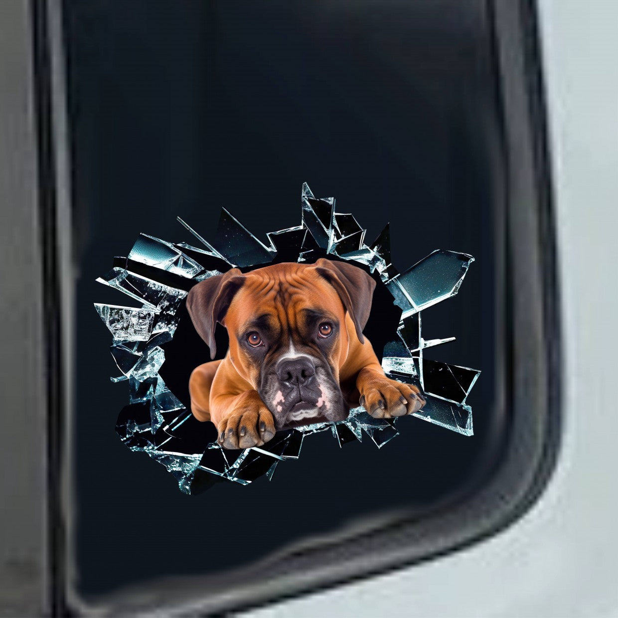 Kit 1 Vinyl-Aufkleber DEUTSCHER BOXER-HUND Zubehör Lustige Aufkleber für Autos LKW Camper cod. 2371