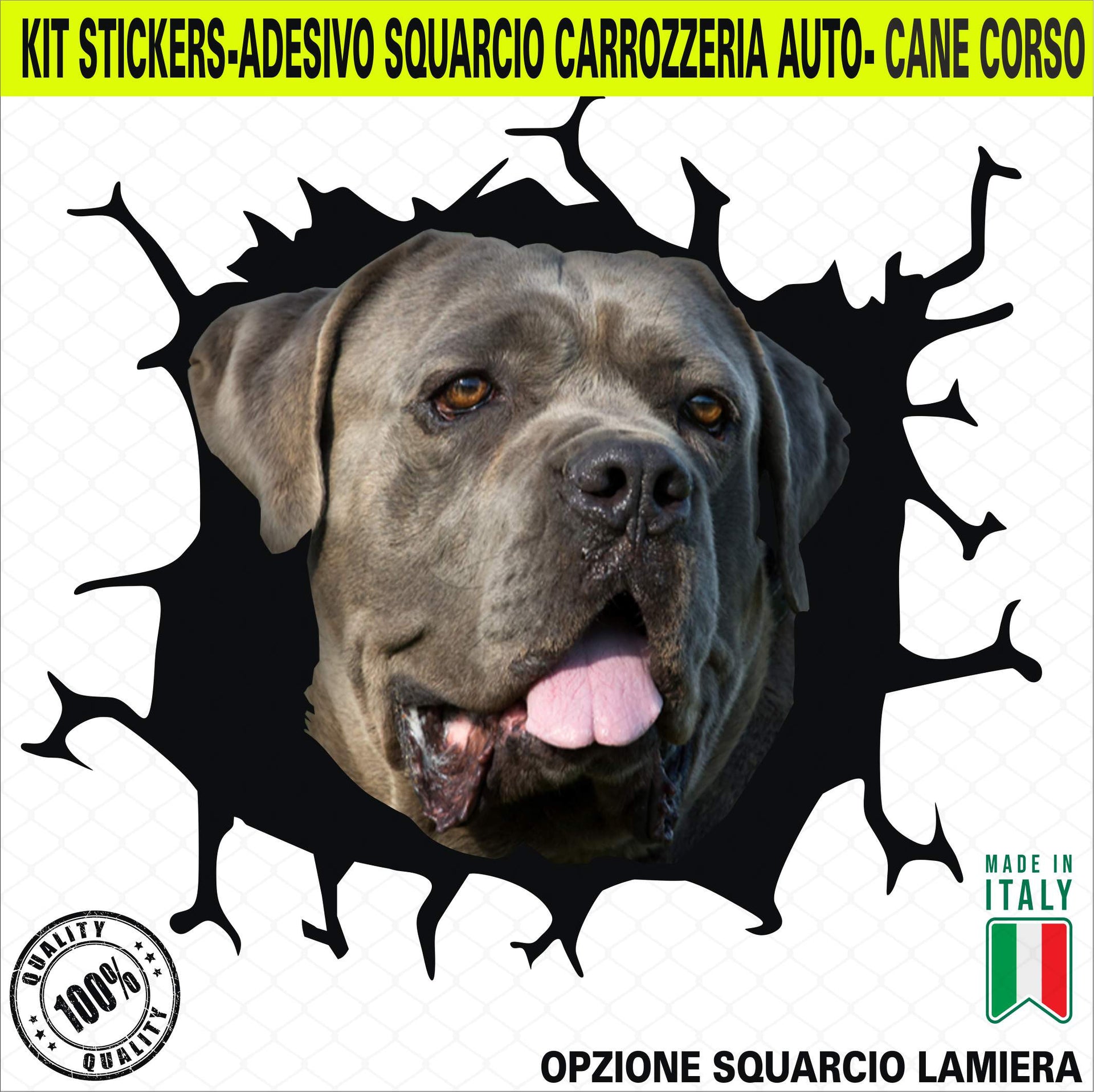 Kit 1 Adesivo in Vinile CANE CORSO RAZZA CANINA Accessori Decalcomanie Divertenti per Auto Camion Camper cod. 2373