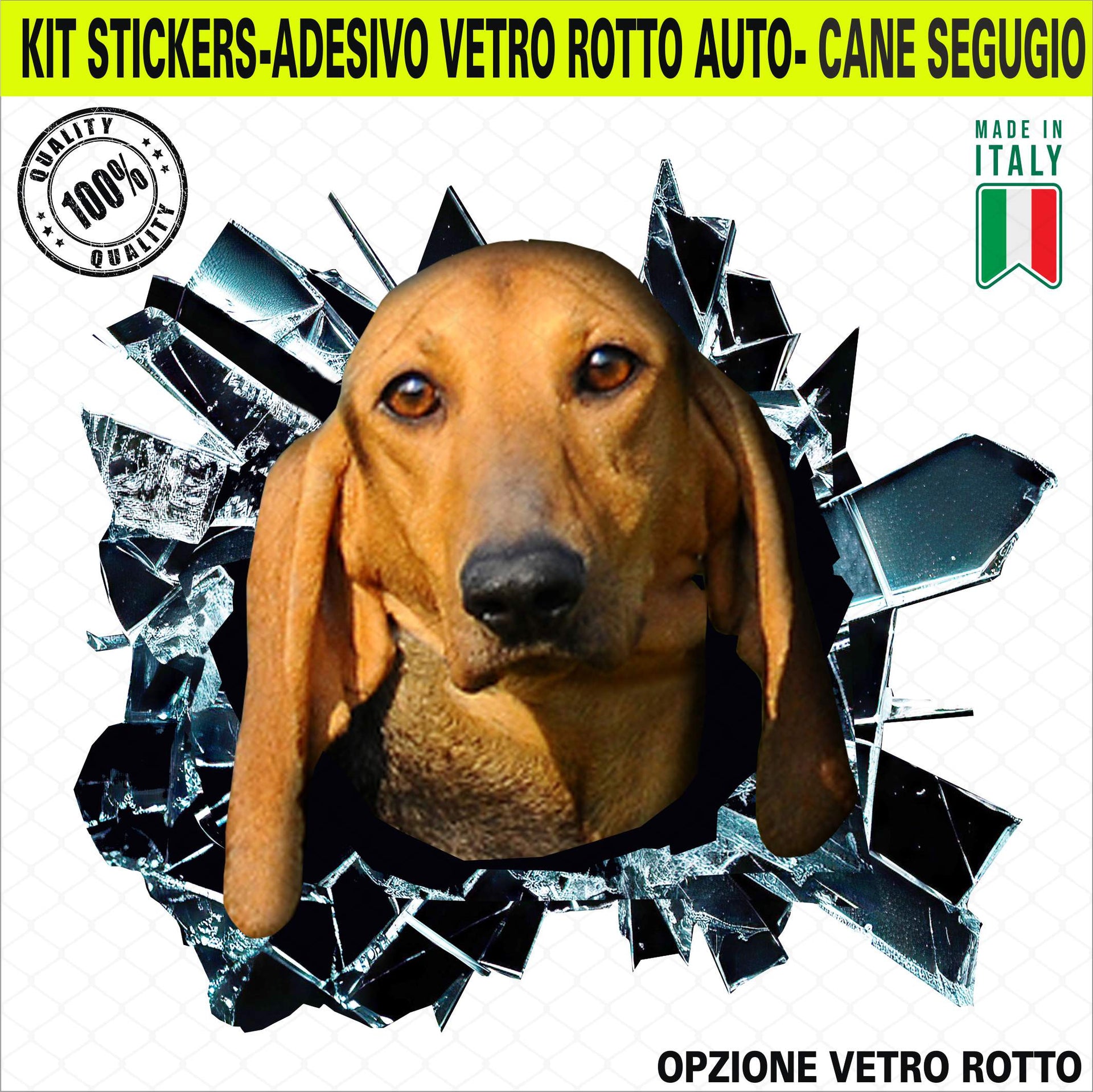 Kit 1 Adesivo in Vinile Cane Segugio Italiano a Pelo Raso Accessori Decalcomanie Divertenti per Auto Camion cod. 2375