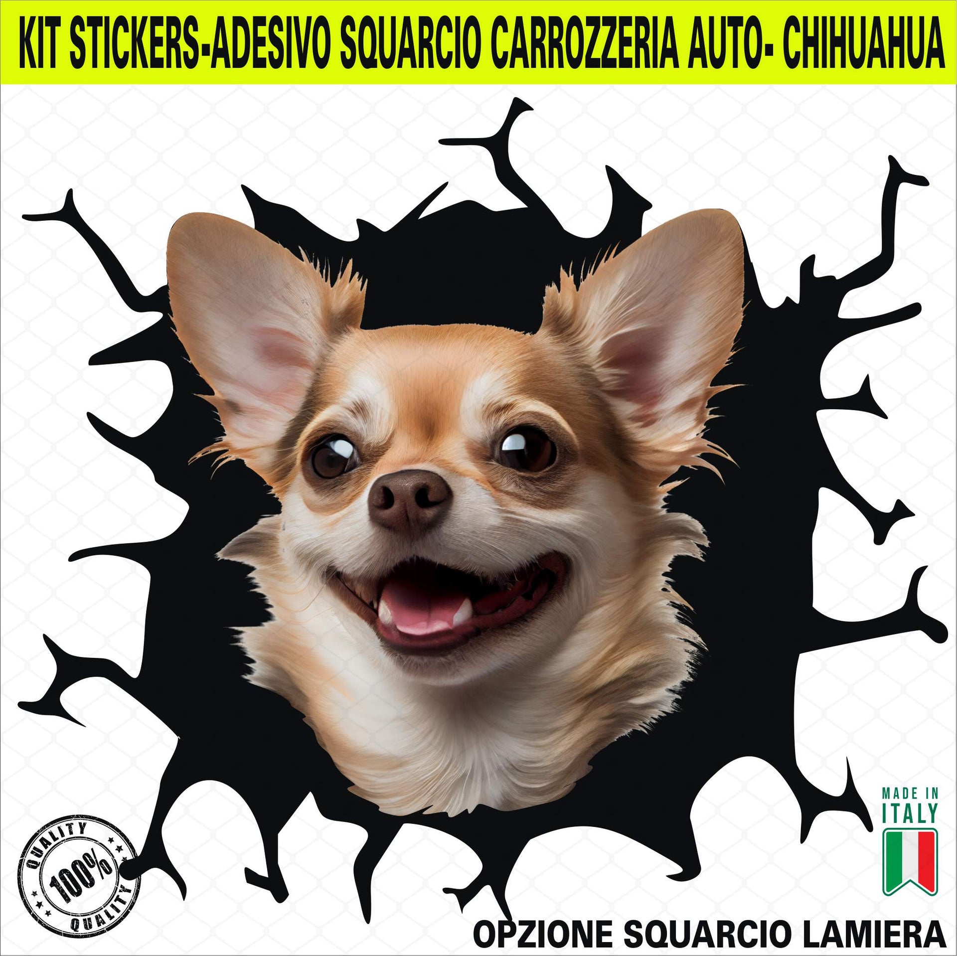 Kit 1 Adesivo in Vinile CHIHUAHUA razza canina Messicana Accessori Decalcomanie Divertenti per Auto Camion cod. 2377