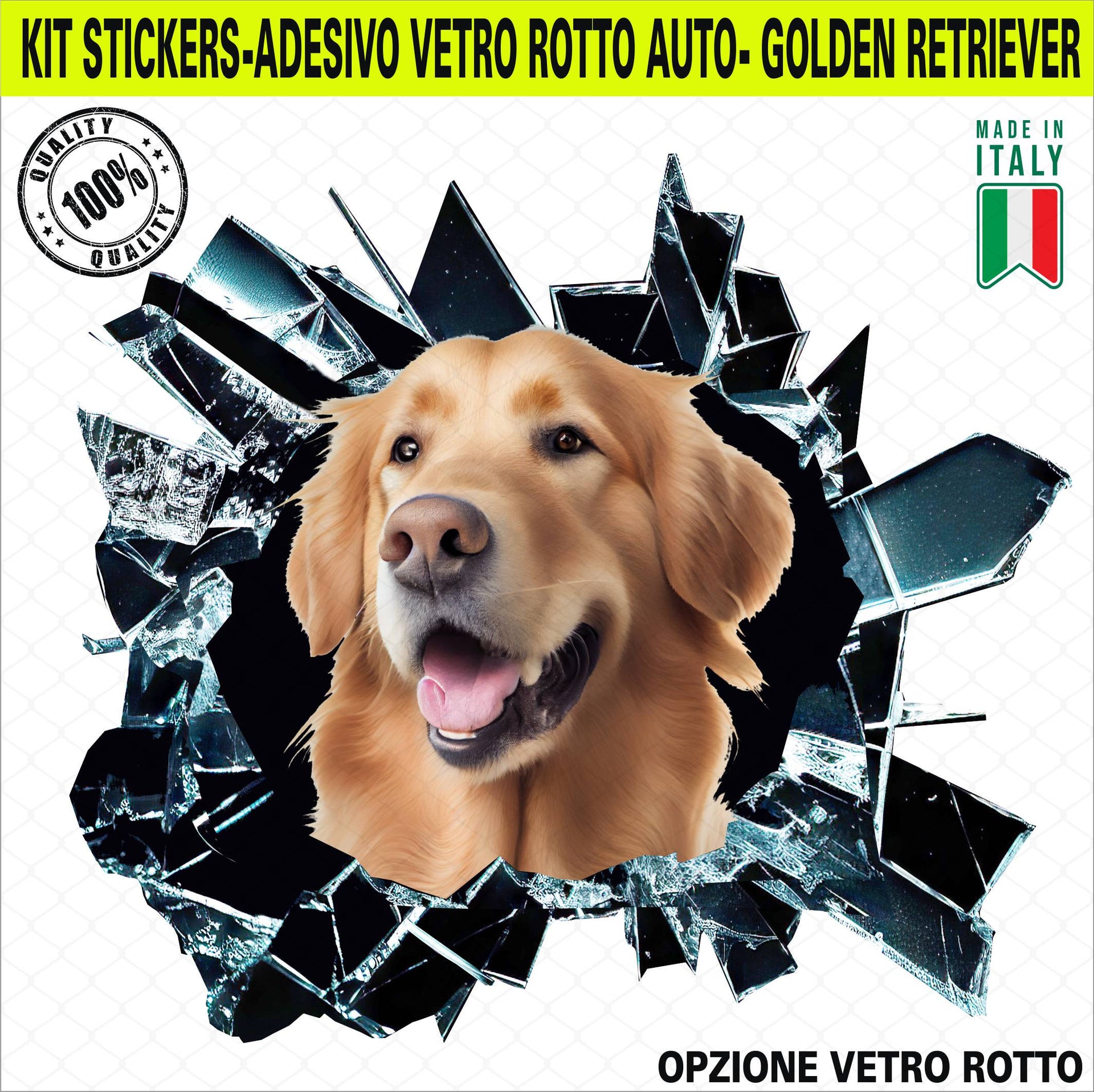 Kit 1 Adesivo in Vinile GOLDEN RETRIEVER Razza Canina Scozzese Accessori Decalcomanie Divertenti per Auto Camion cod. 2379