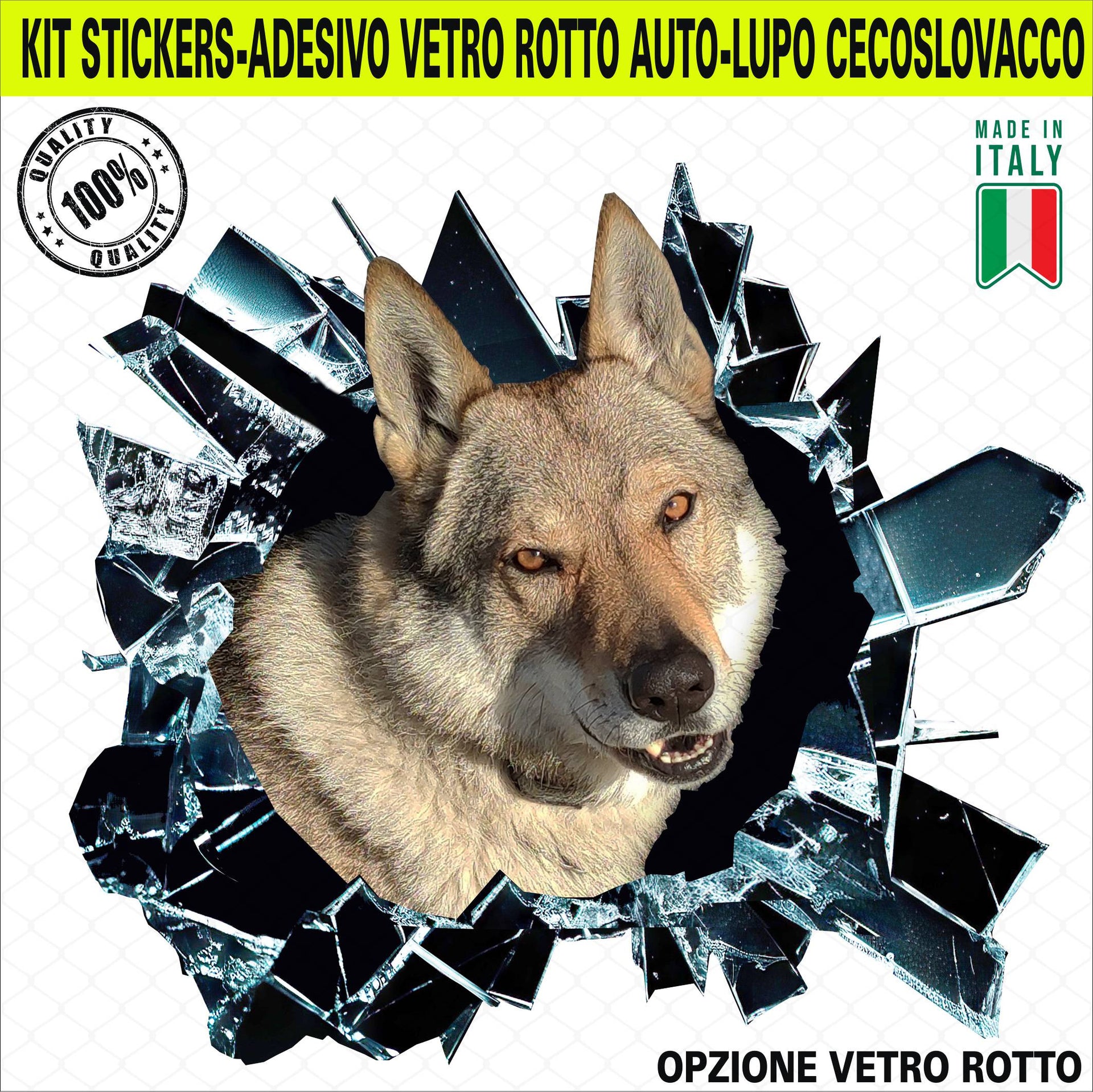 Kit 1 Adesivo in Vinile Lupo cecoslovacco Razza Canina Ceca Accessori Decalcomanie Divertenti per Auto Camion cod. 2382