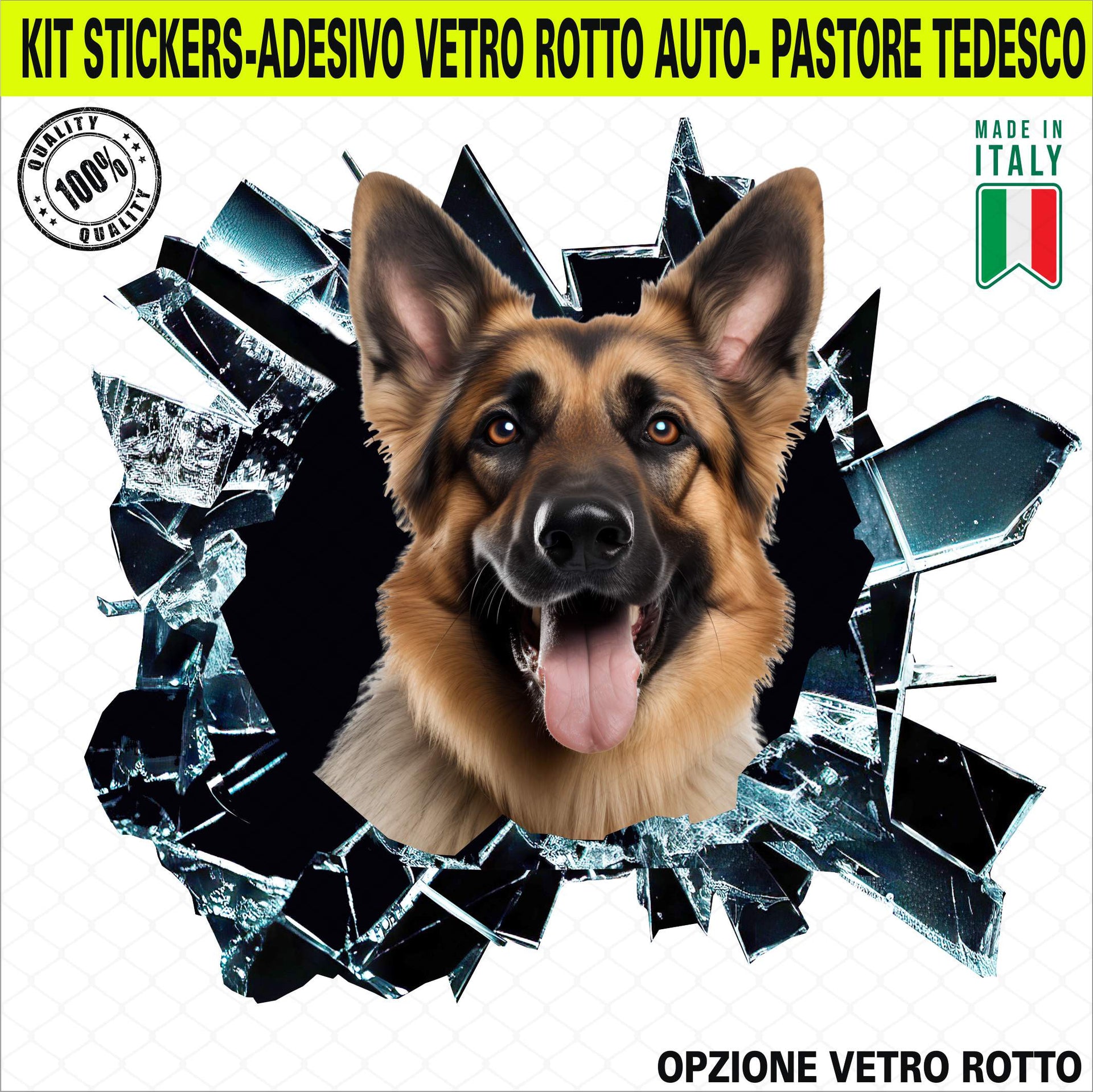 Kit 1 Adesivo in Vinile PASTORE TEDESCO German Shepherd razza canina tedesca Accessori Decalcomanie per Auto cod. 2383