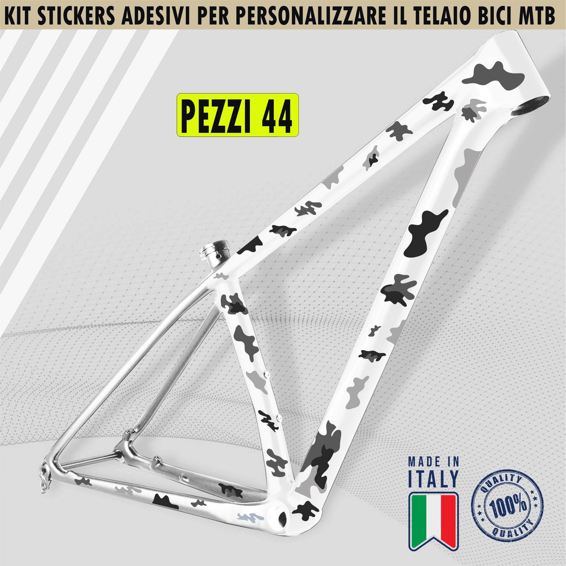 Kit 44 Adesivi Bici Protezione Camouflage Telai MTB Mountain Bike Corsa Ciclo Cross Fat Bike Downhill elettrica cod.2389