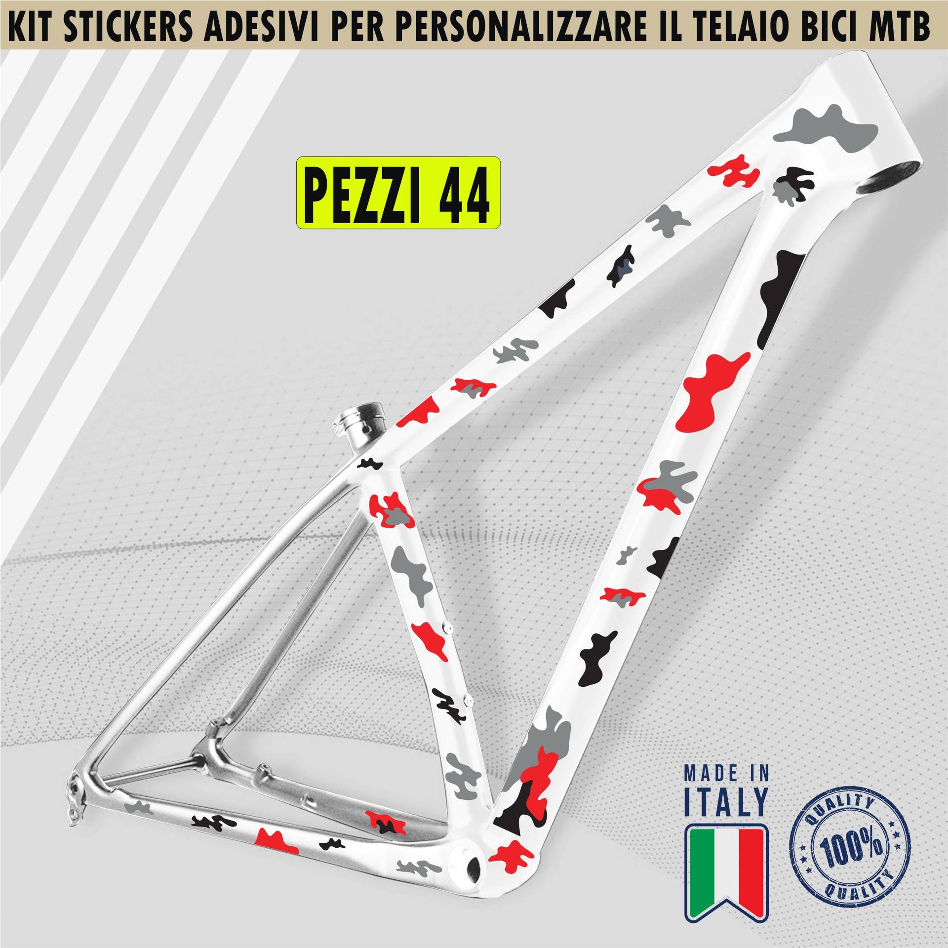 Kit 44 Adesivi Bici Protezione Camouflage Telai MTB Mountain Bike Corsa Ciclo Cross Fat Bike Downhill elettrica cod.2390