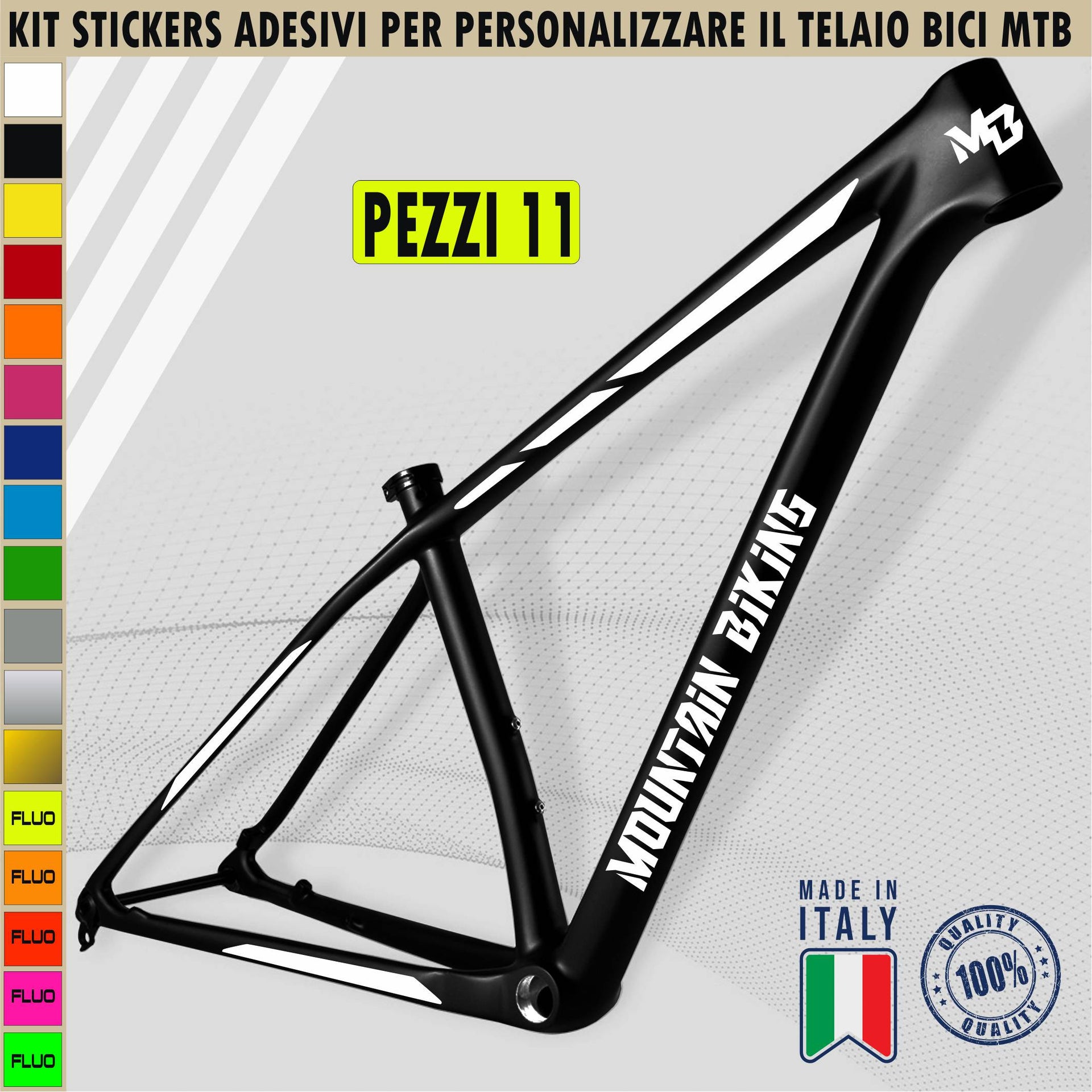 Kit 11 Adesivi Bici Protezione Telaio Bicicletta MTB Mountain Bike Corsa Cross Fat Bike Downhill MOUNTAIN BIKING cod.2394