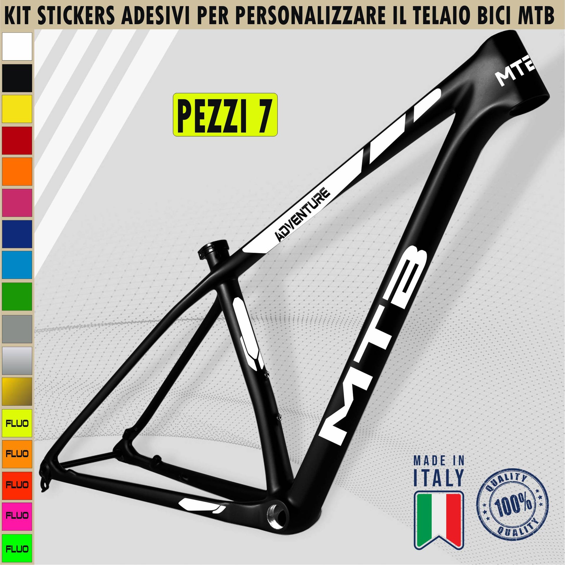 Kit 7 Adesivi Bici Protezione Universale Telaio Bicicletta MTB Mountain Bike Corsa Cross Fat Bike Downhill MTB cod.2395