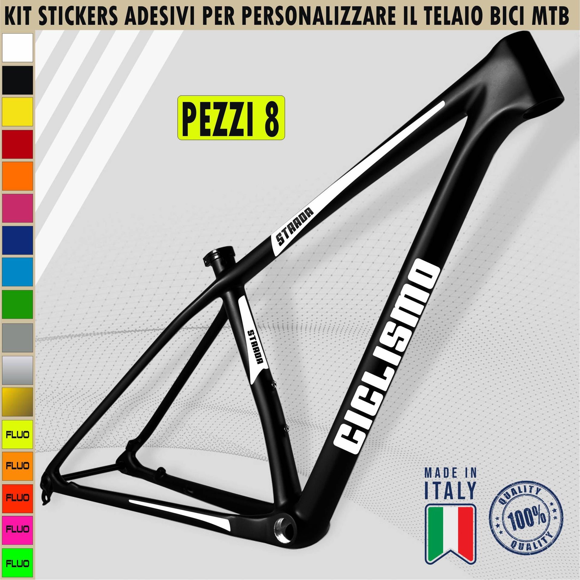 Kit 8 Adesivi Bici Protezione Universale Telaio Bicicletta MTB Corsa Cross Fat Bike Downhill CICLISMO STRADA cod.2400