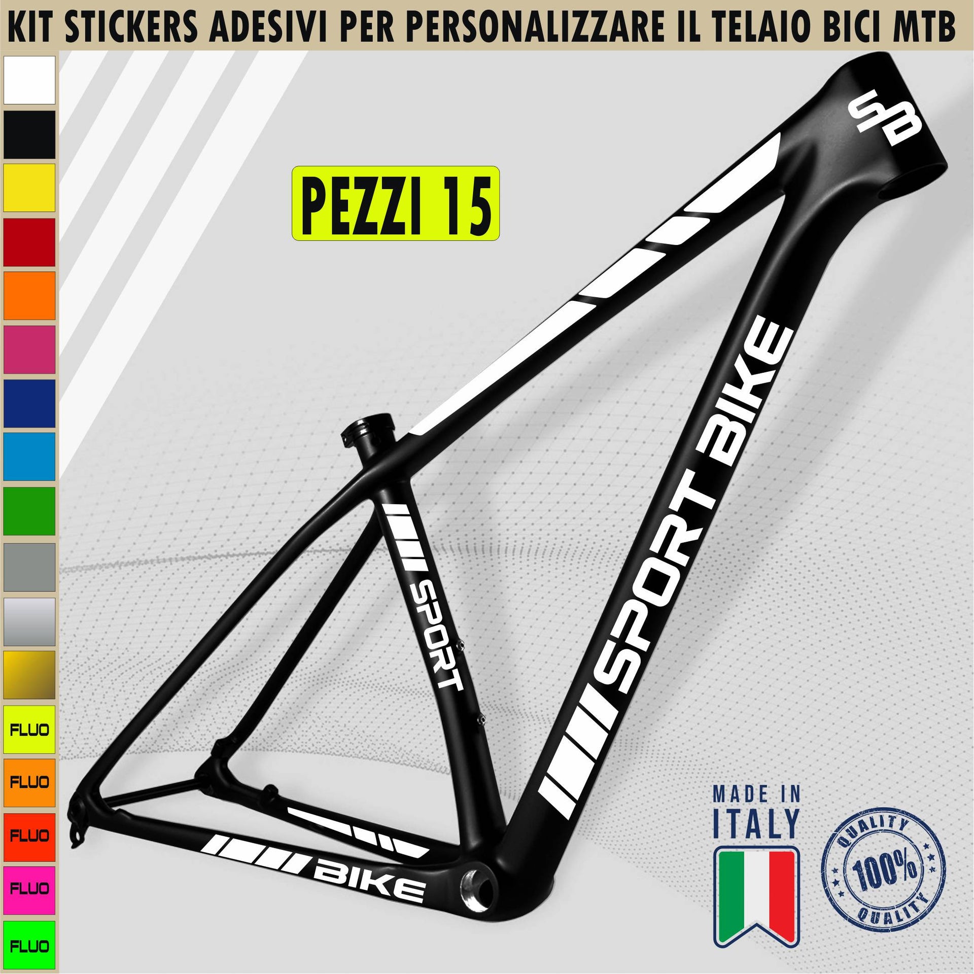 Kit 15 Adesivi Bici Protezione Universale Telaio Bicicletta MTB Mountain Bike Corsa Cross Fat Bike Downhill SPORT BIKE cod.2401