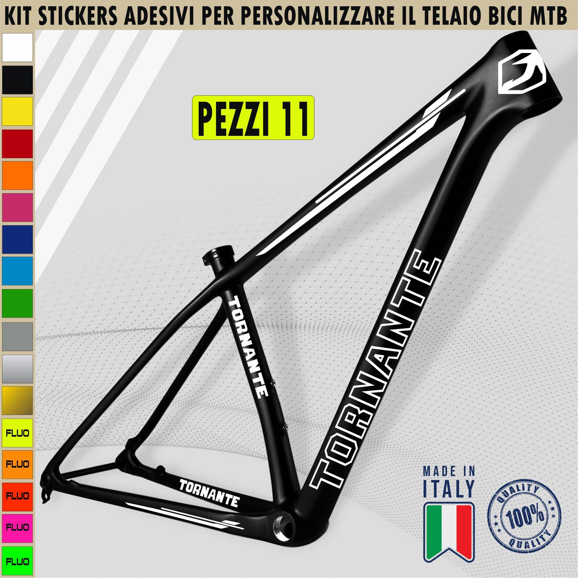 Kit 11 Adesivi Bici Protezione Universale Telaio Bicicletta MTB Mountain Bike Corsa Cross Fat Bike Downhill TORNANTE cod.2402