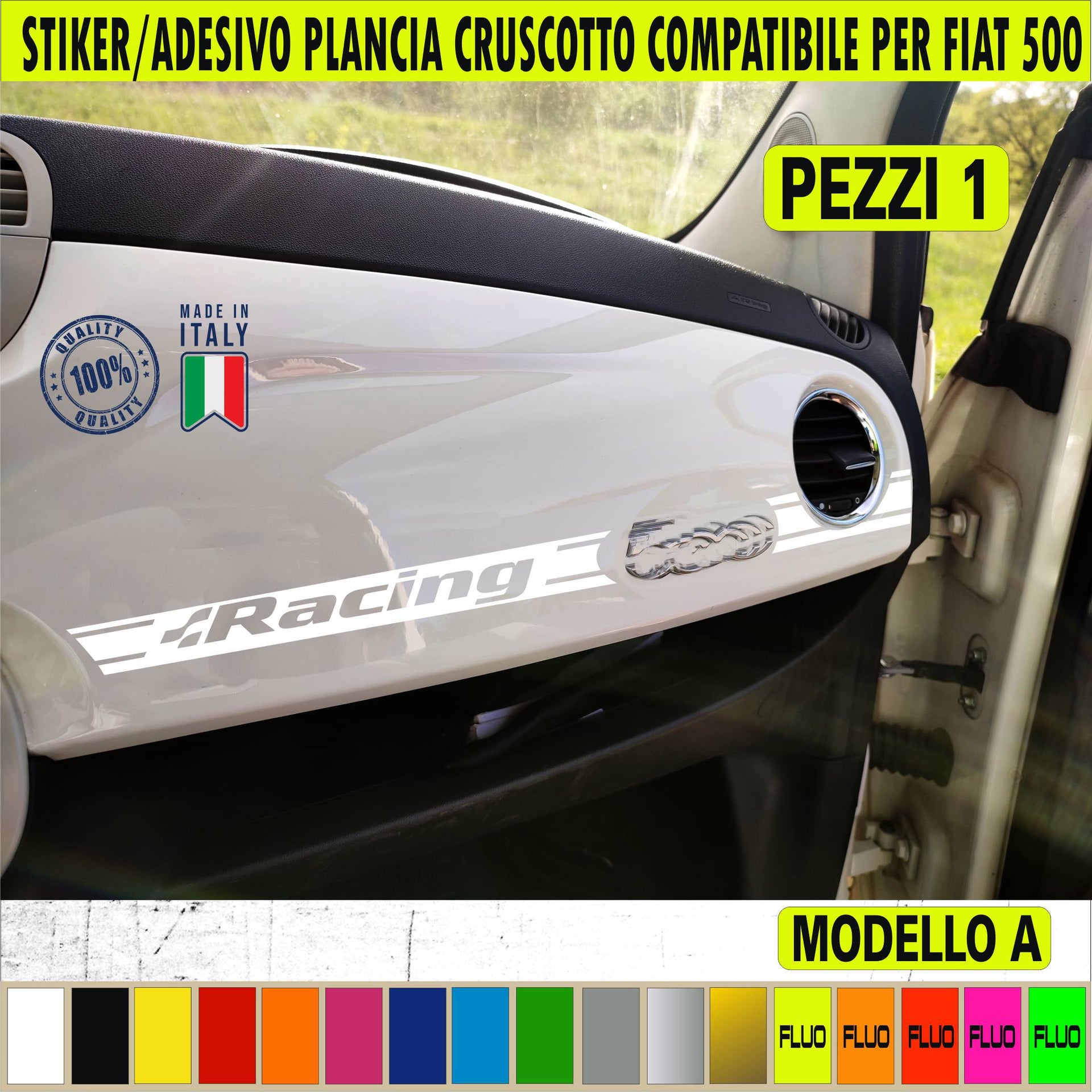 Adesivo CRUSCOTTO compatibile con FIAT 500 fiat cinquecento Sticker Auto plancia grafiche decalcomania vinile c.2436