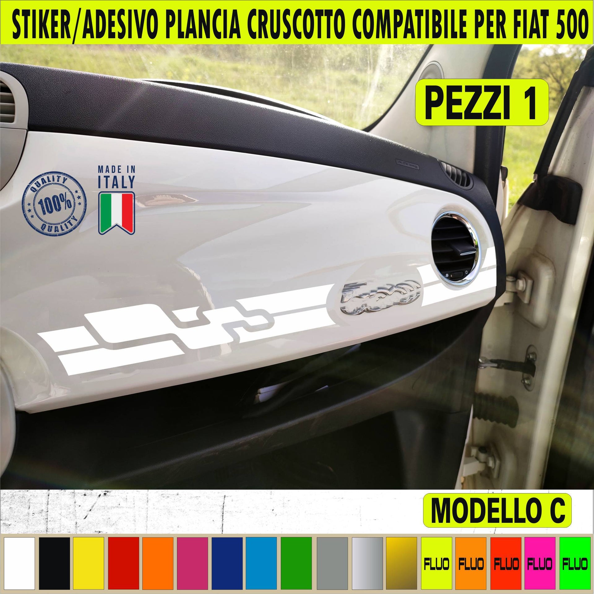 Adesivo CRUSCOTTO compatibile con FIAT 500 fiat cinquecento Sticker Auto plancia grafiche decalcomania vinile c.2438