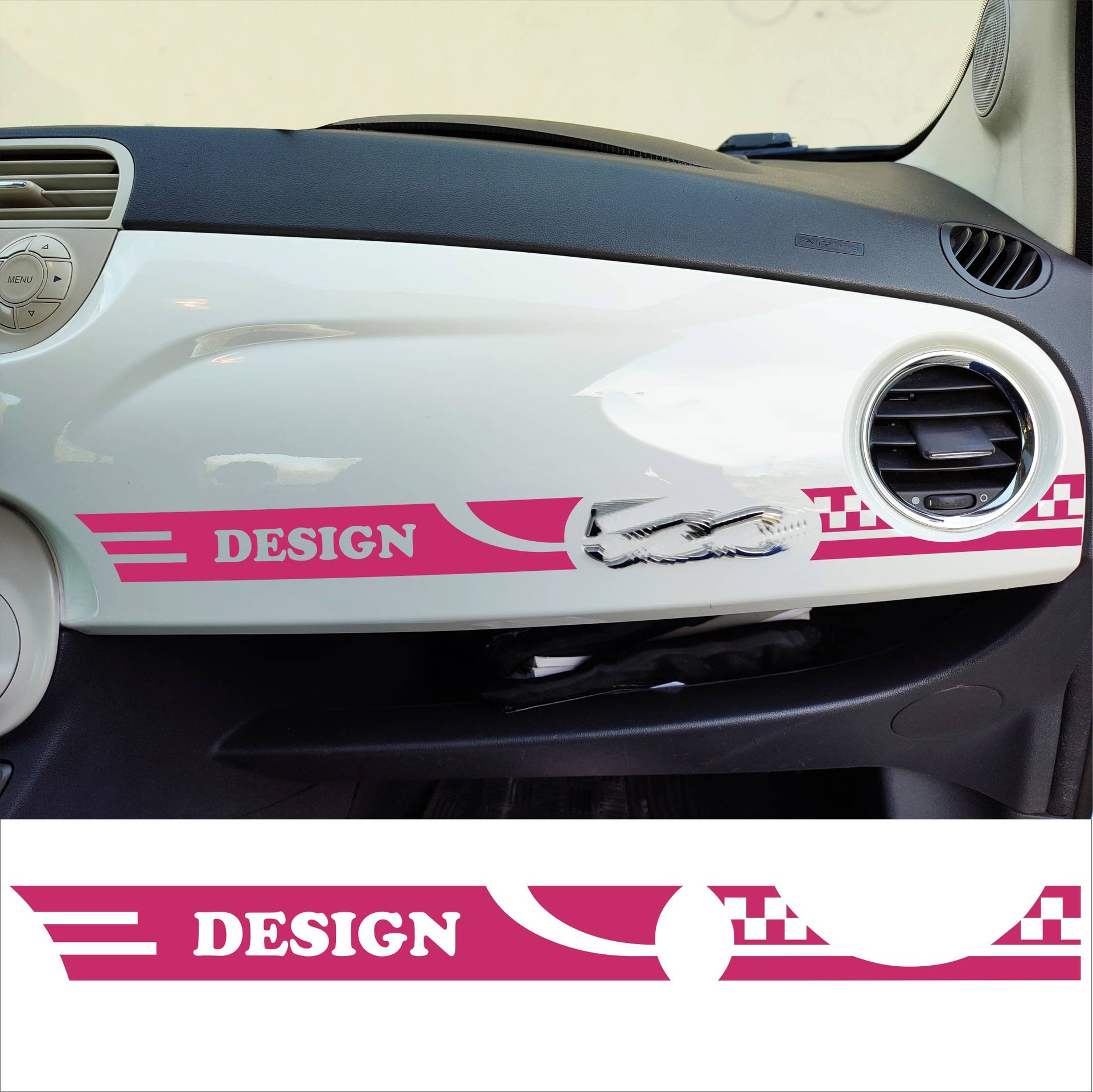 Adesivo Stripes Strisce DESIGN CRUSCOTTO compatibile con FIAT 500 cinquecento plancia grafiche decalcomania vinile c.2440