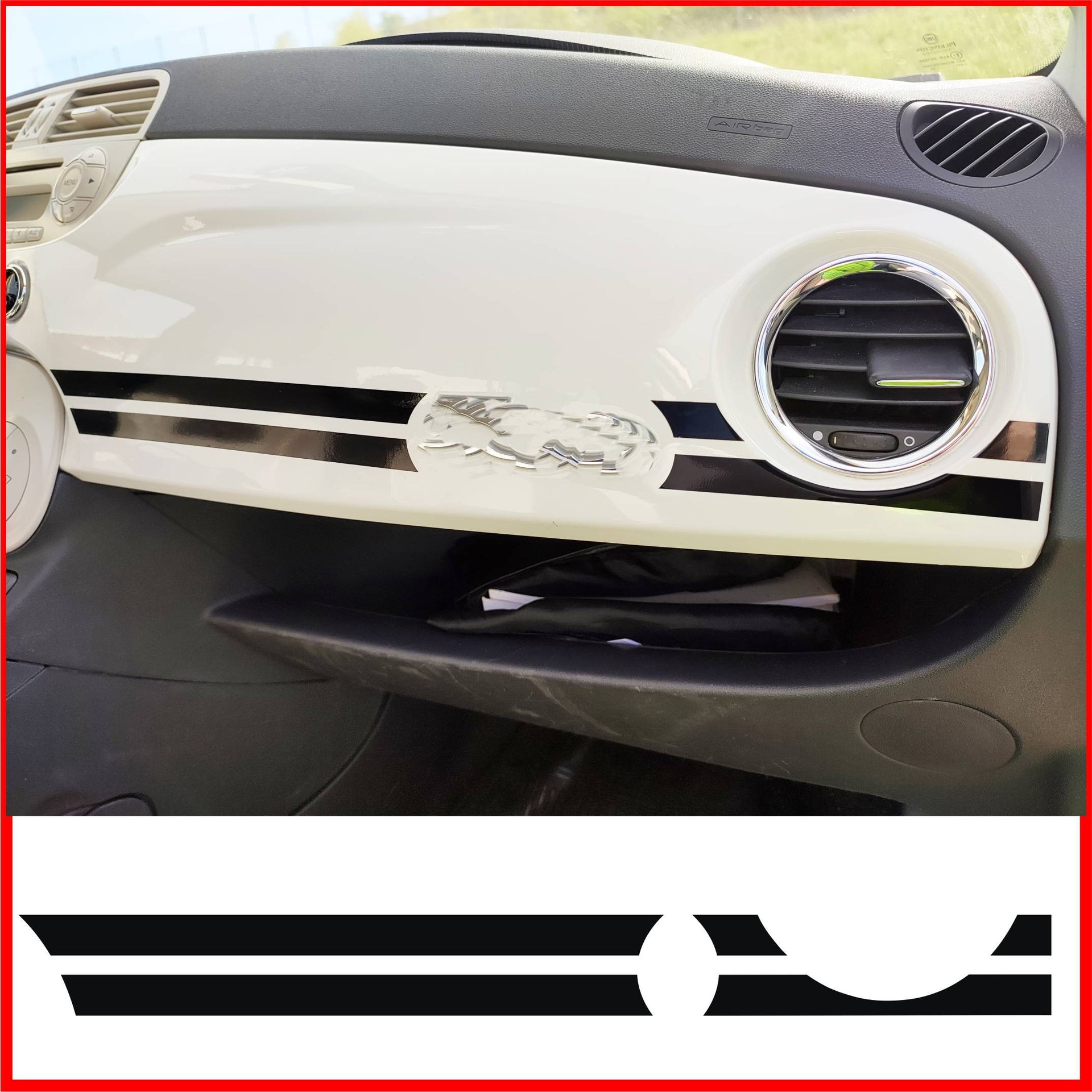 Adesivo Stripes Strisce CRUSCOTTO compatibile con FIAT 500 cinquecento plancia grafiche decalcomania vinile c.2442