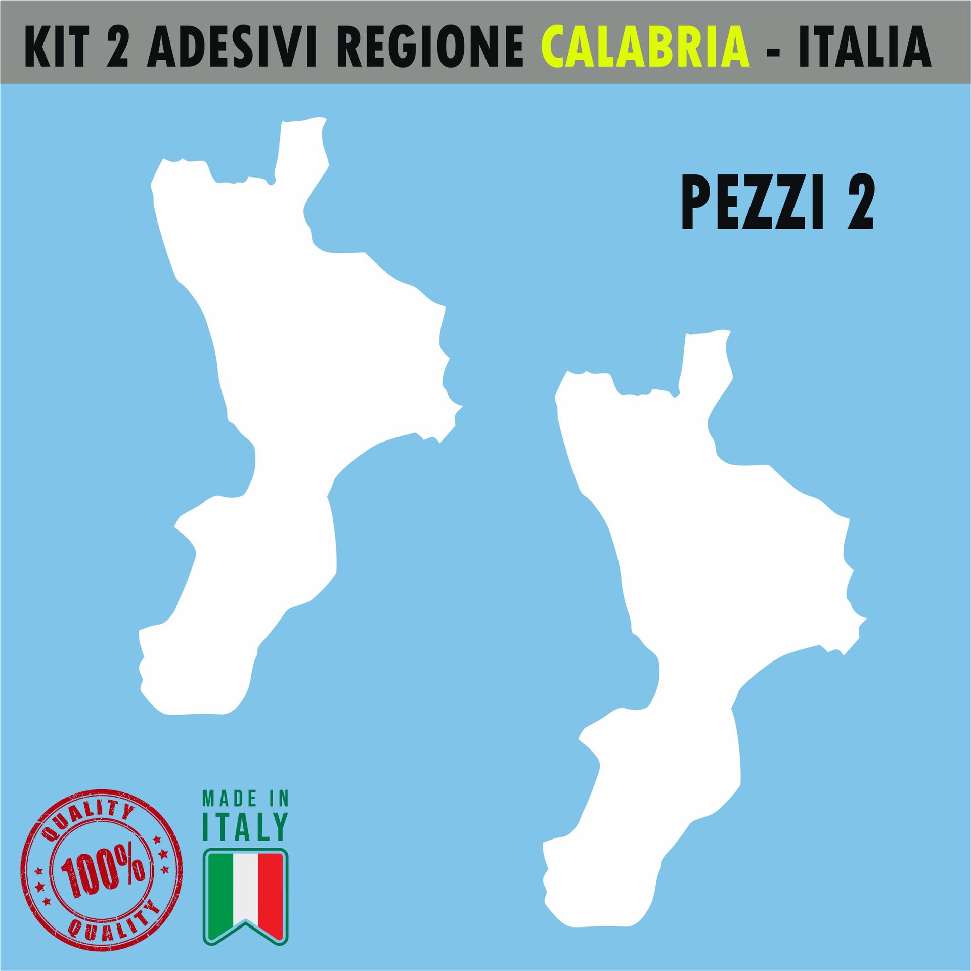 CALABRIA Kit 2 adesivi Regione CALABRIA Moto Camper Stickers REGIONI D 'ITALIA cod.1843