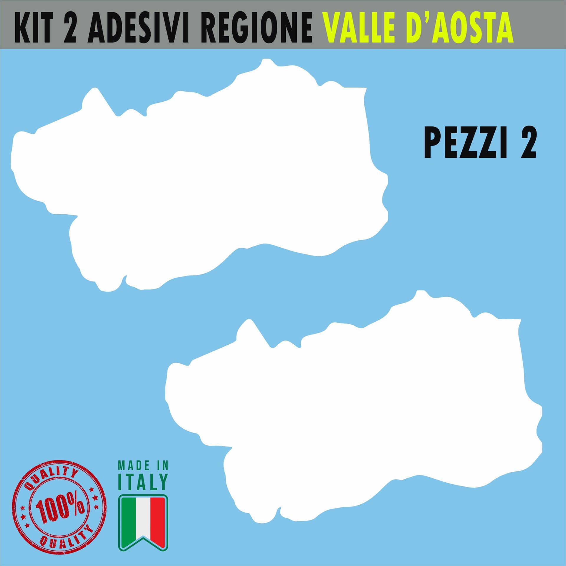 VALLE D'AOSTA Kit 2 adesivi Regione VALLE D' AOSTA Moto Camper Stickers REGIONI D 'ITALIA cod.1859