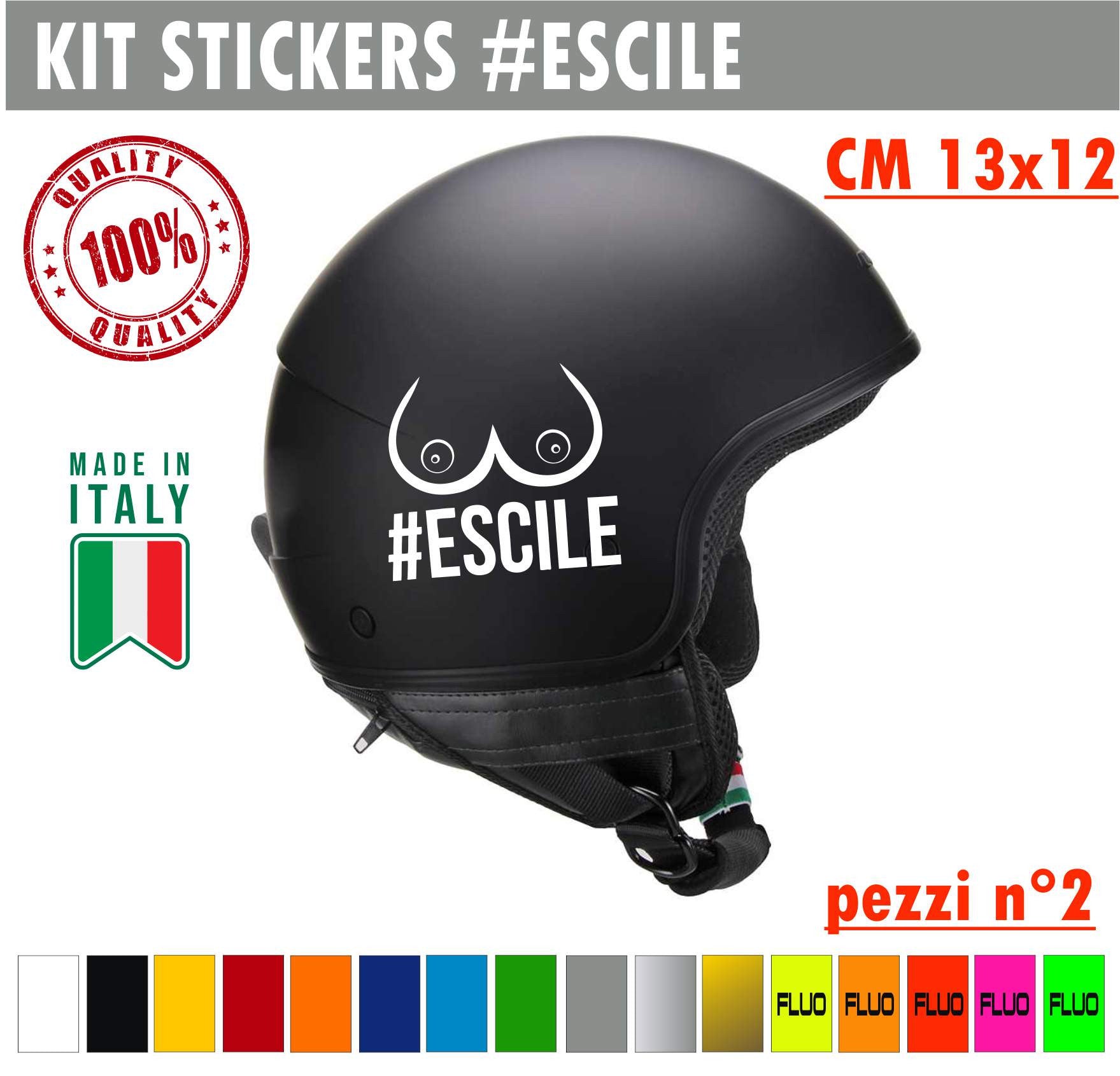 hashtag escile Kit 2 Adesivi Casco escile Moto Serbatoio auto Valigia cod.1735