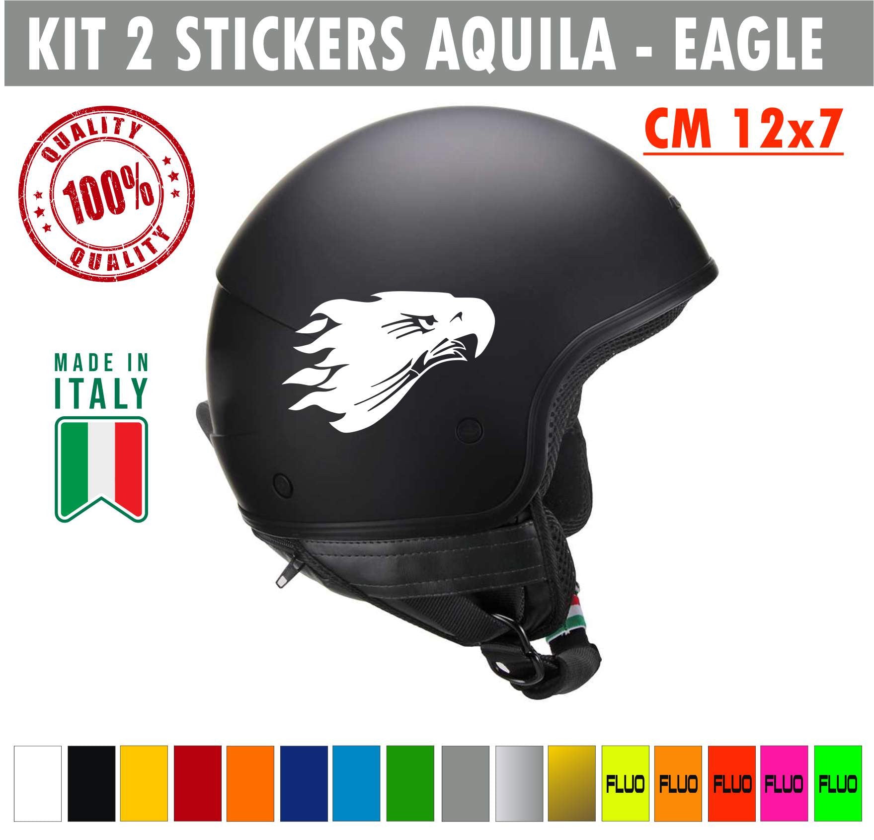 AQUILA Kit 2 Adesivi casco tablet Aquila Eagle Chopper Harley portatile Vintage Serbatoio auto Valigia cod.1703