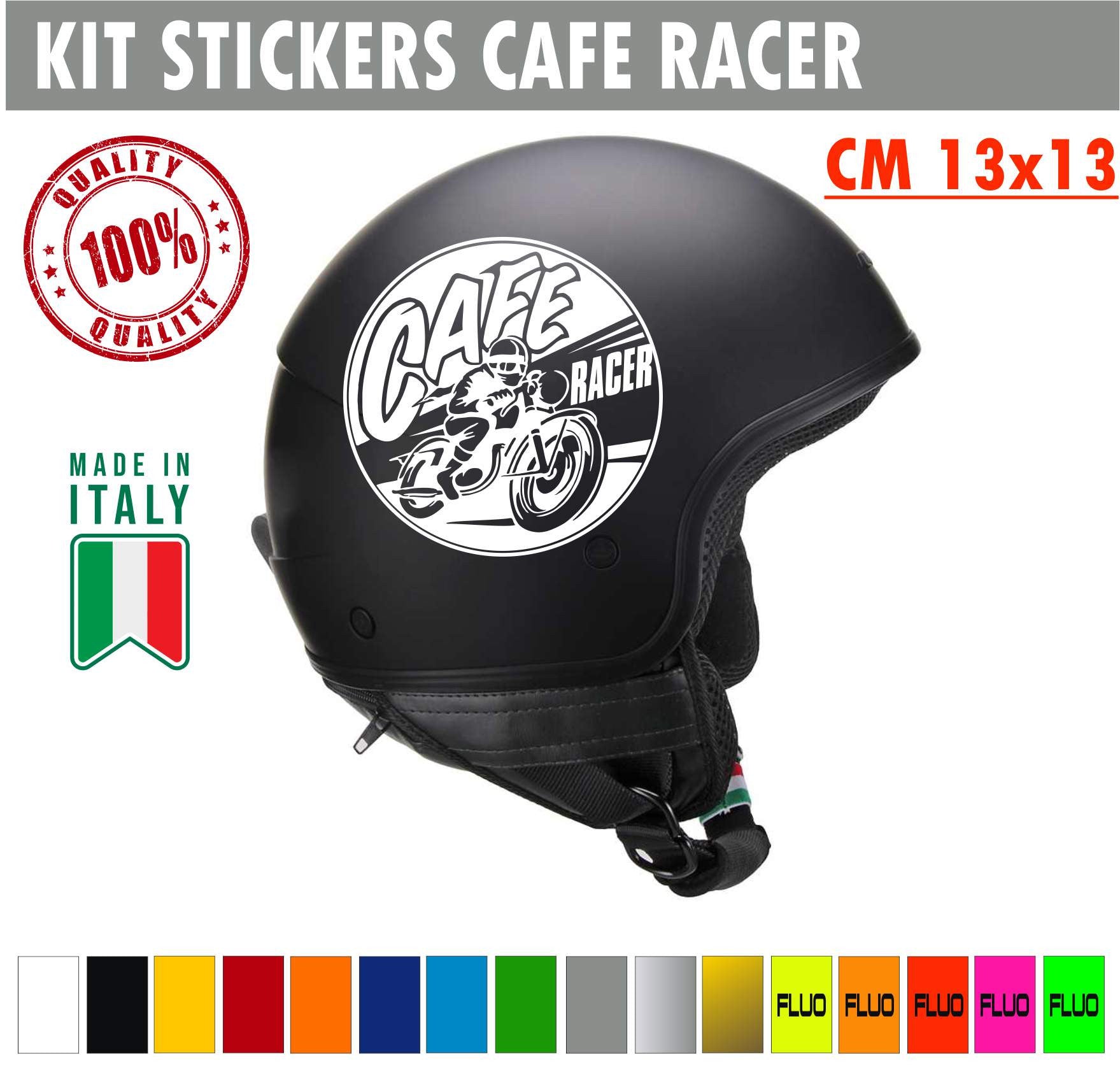 CAFE RACER Kit 2 Adesivi CAFE RACER chopper harley custom Casco Moto Serbatoio auto Valigia cod.1706