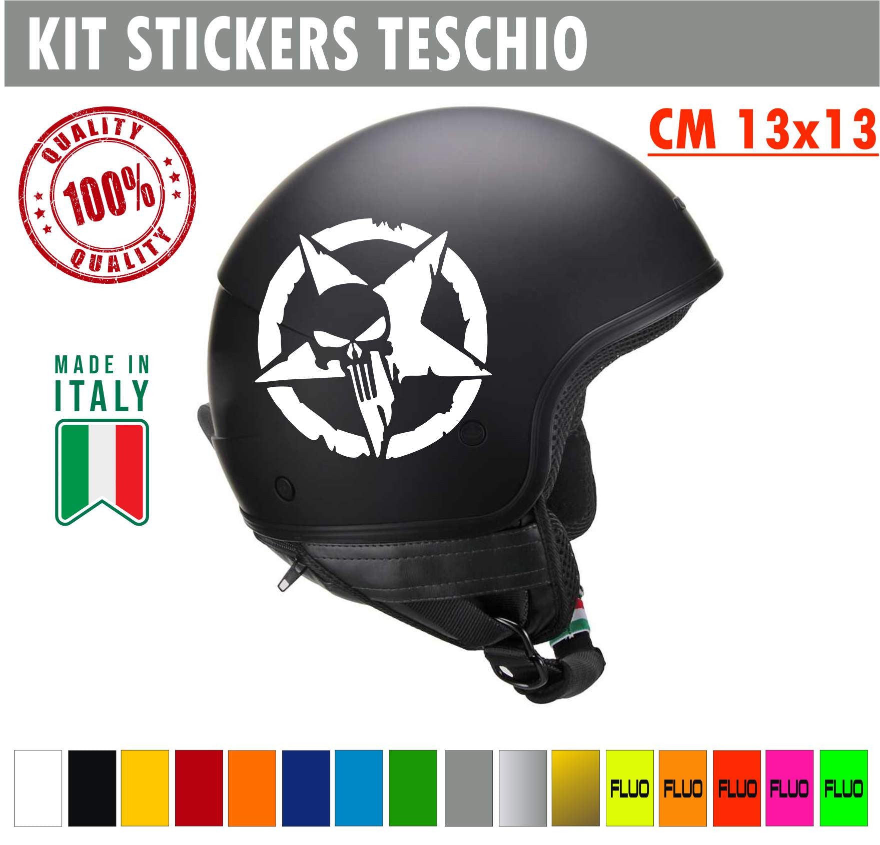 Stella Militare Punisher Kit 2 Adesivi Stella Militare Punisher Casco Moto Serbatoio auto Valigia cod.1707