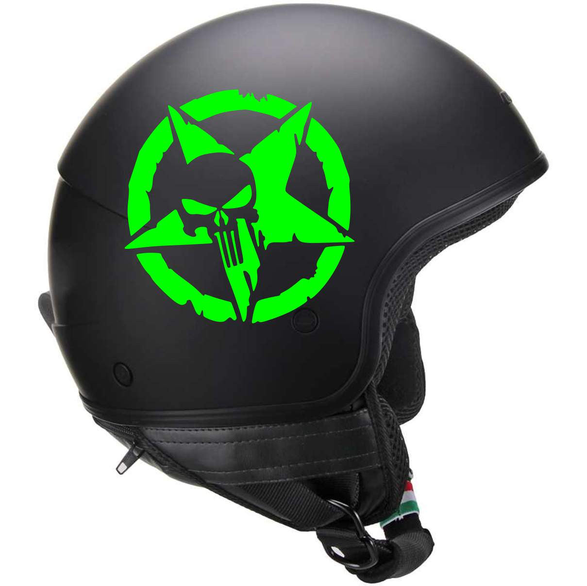 Stella Militare Punisher Kit 2 Adesivi Stella Militare Punisher Casco Moto Serbatoio auto Valigia cod.1707