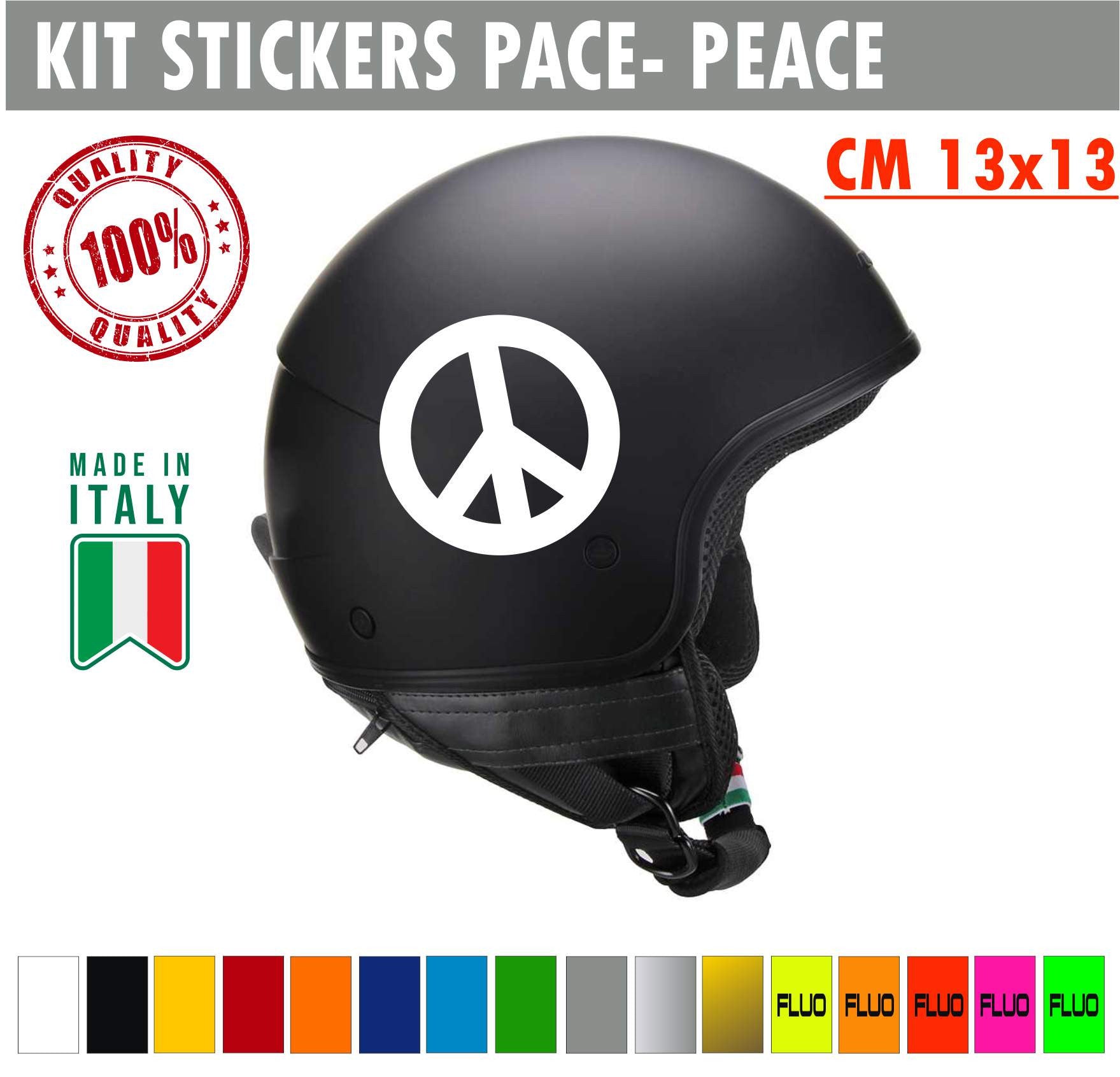 PACE Kit 2 Adesivi PACE PEACE SIGN Casco Moto Serbatoio auto Valigia cod.1710